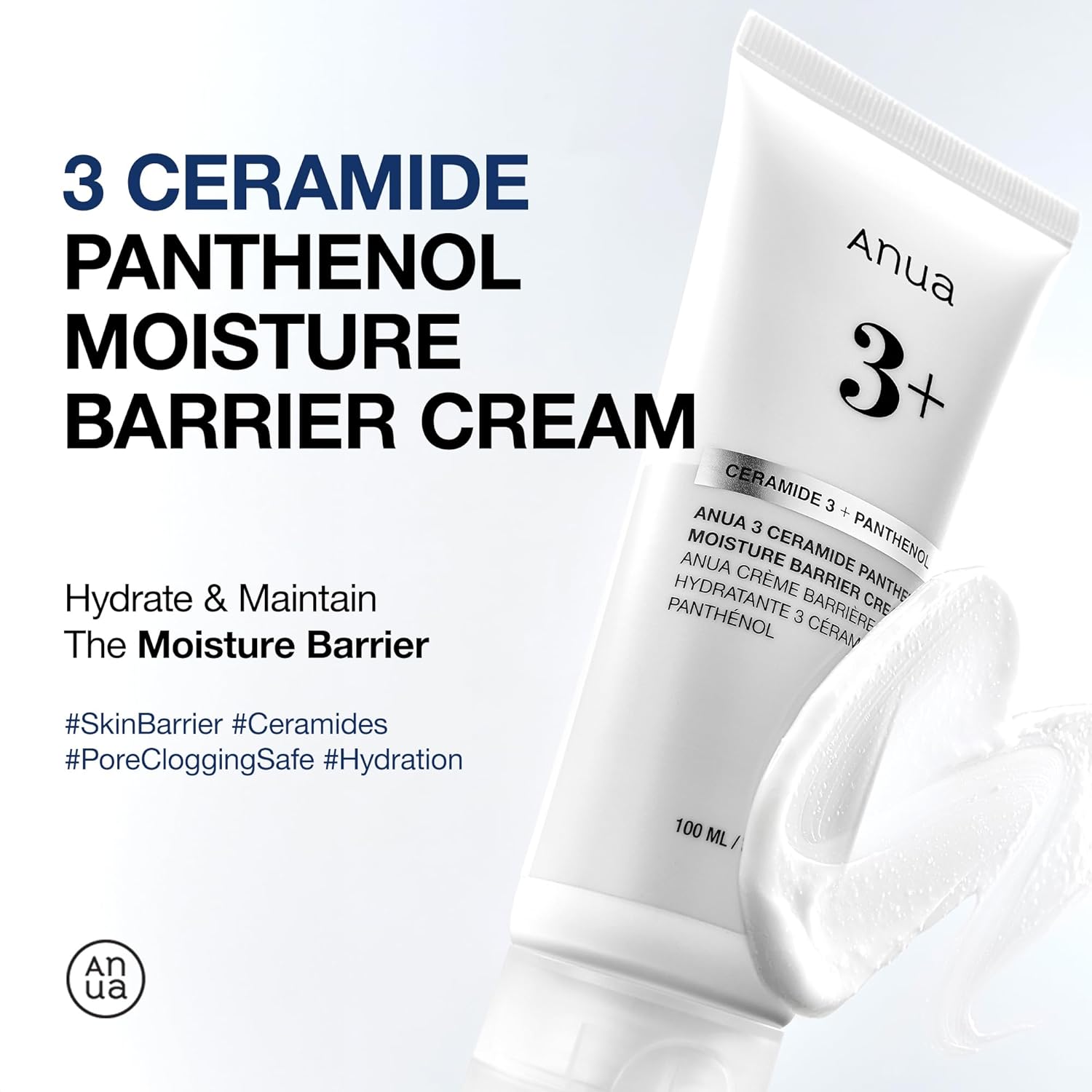 ANUA 3 Ceramide Panthenol Moisture Barrier Cream, Hydrating Daily Face Moisturizer for All Skin Types, Soothing, Non Comedogenic, with Centella for Skin Barrier, Korean Skincare, 3.38 fl oz. - Image 2