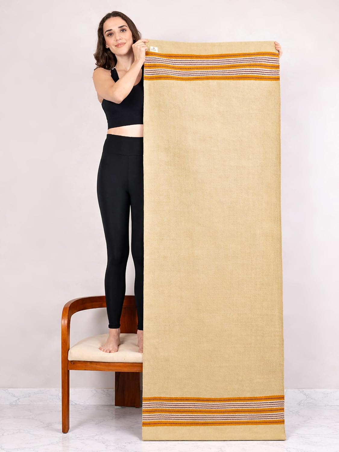 MELLOWBUFF Hand-Woven Cotton Yoga Mat – 100% Natural Cloth Yoga Rug for Hot Yoga, Exercise, Workout, Fitness & Meditation – Absorbent, Washable Yoga Rug, 78 x 28 Inches - Image 4
