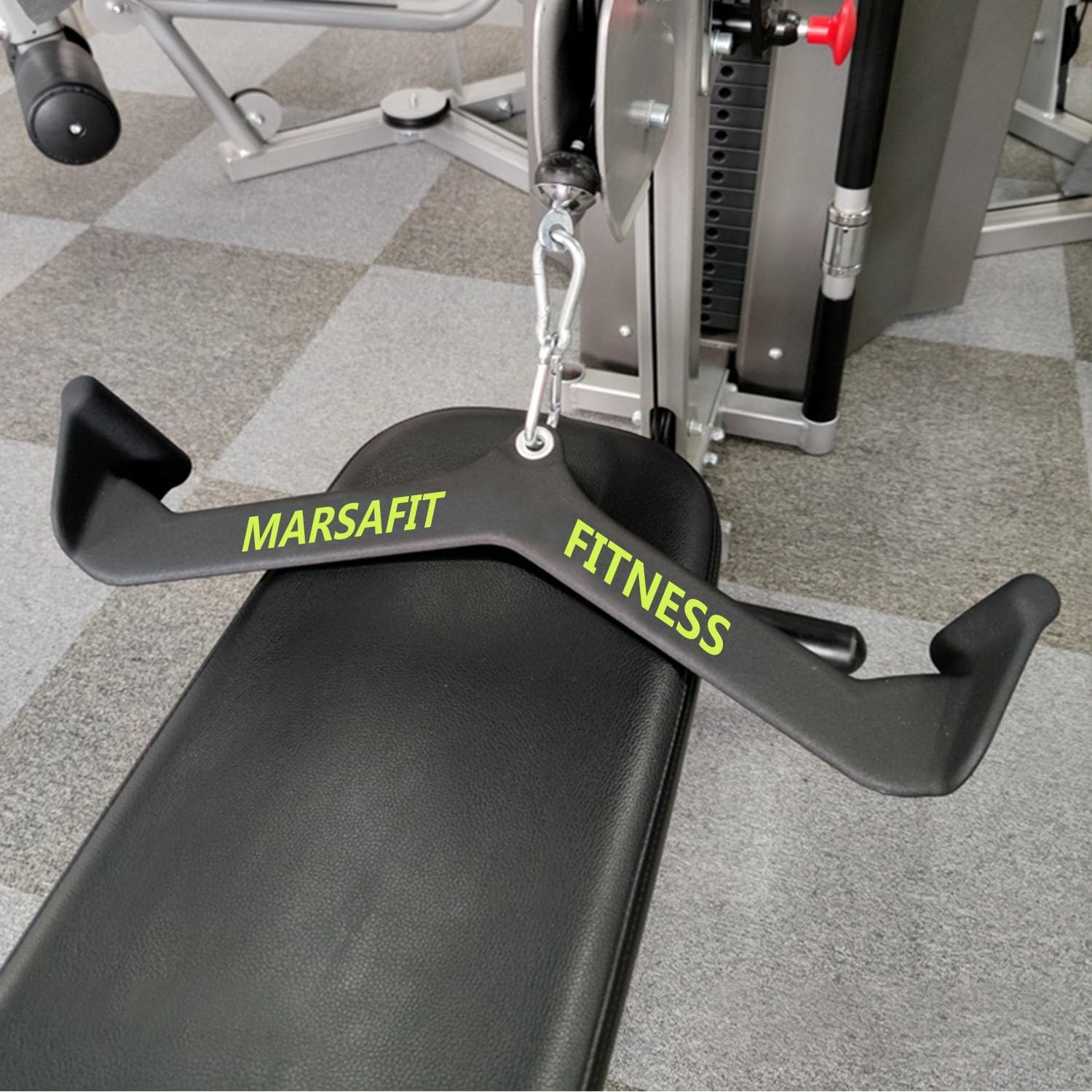 MARSAFIT Home Gym Fitness Rowing T-bar V-bar Pulley Cable Machine Attachment, Bicep Curl Tricep LAT pulldown Bar Back Strength Training Handle Grips LAT Pull Down Bar for Seat Row Workout - Image 6