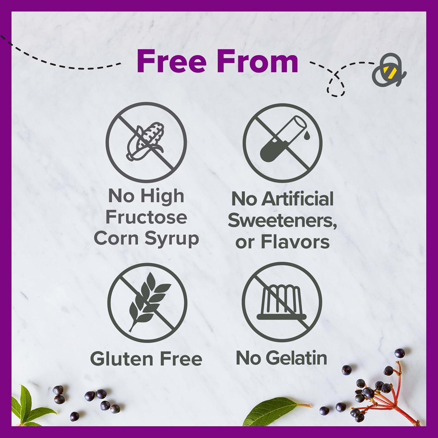 Zarbee’s Daily Immune Support* Gummies with Real Elderberry, Vitamins A, C, D3, E, Zinc, Antioxidants and Flavonoids, No Artificial Sweeteners or HFCS, Suitable for Ages 12 and Up, 60 Count Bottle - Image 4