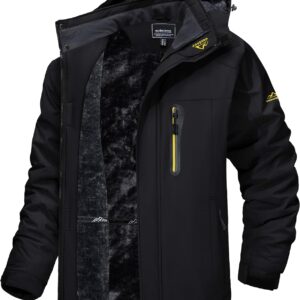TACVASEN Men’s Winter Ski Jacket Waterproof Snow Coats Snowboard Fleece Lining Jacket Warm Parka with Hooded
