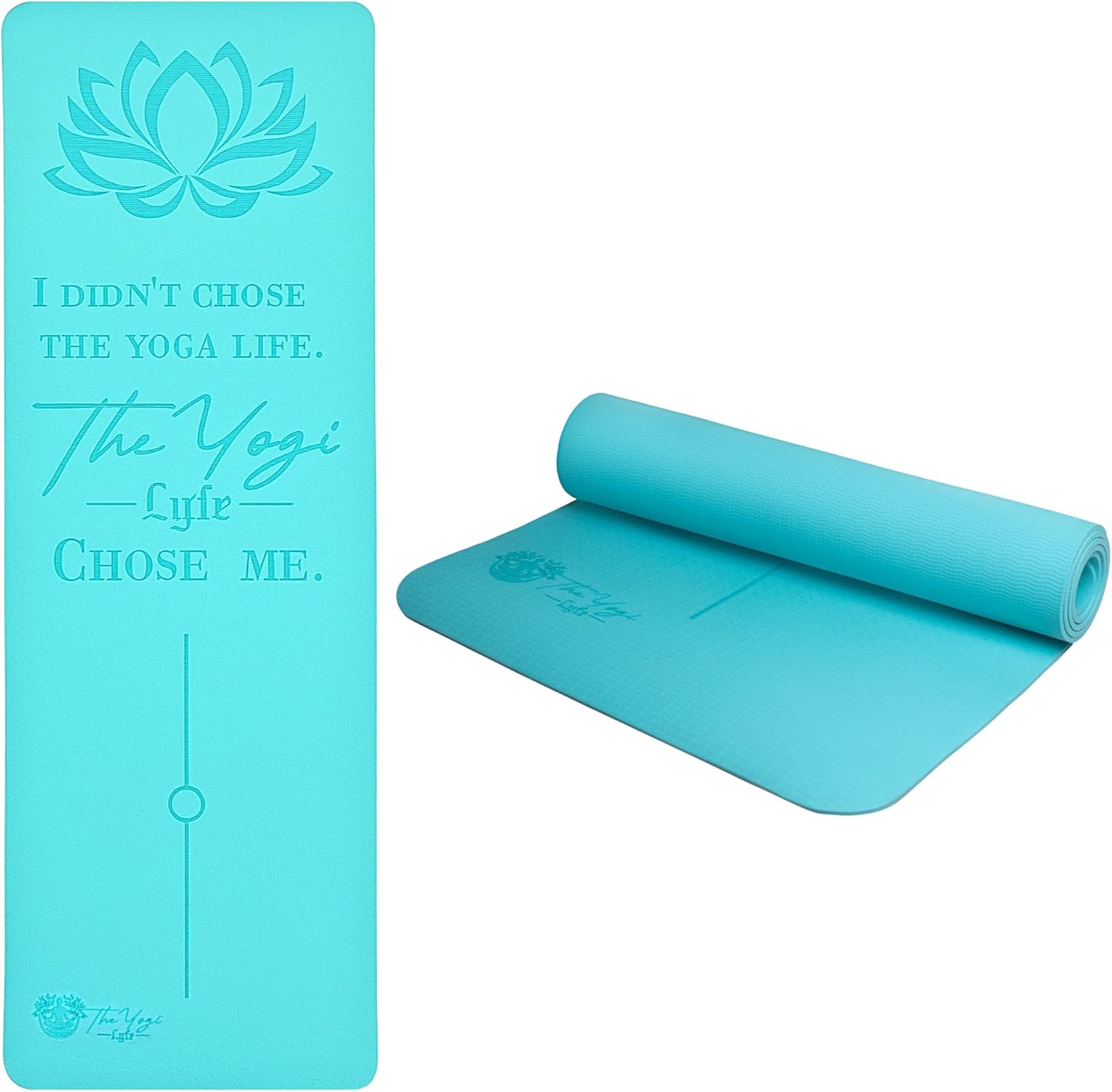 Yoga Mat – Laser-Engraved Affirmation, Non-Slip Eco TPE, 72" x 24" x 6mm, Lightweight Blue Mat for Mindful Movement and Recovery – FINAL CLEARANCE