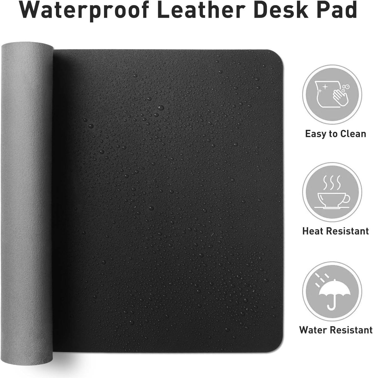 Aothia Leather Office Desk Pad Protector, Non-Slip PU Leather Desk Blotter, Waterproof Laptop Writing Mouse Pad for Office and Home, Black, 31.5" x 15.7" - Image 6