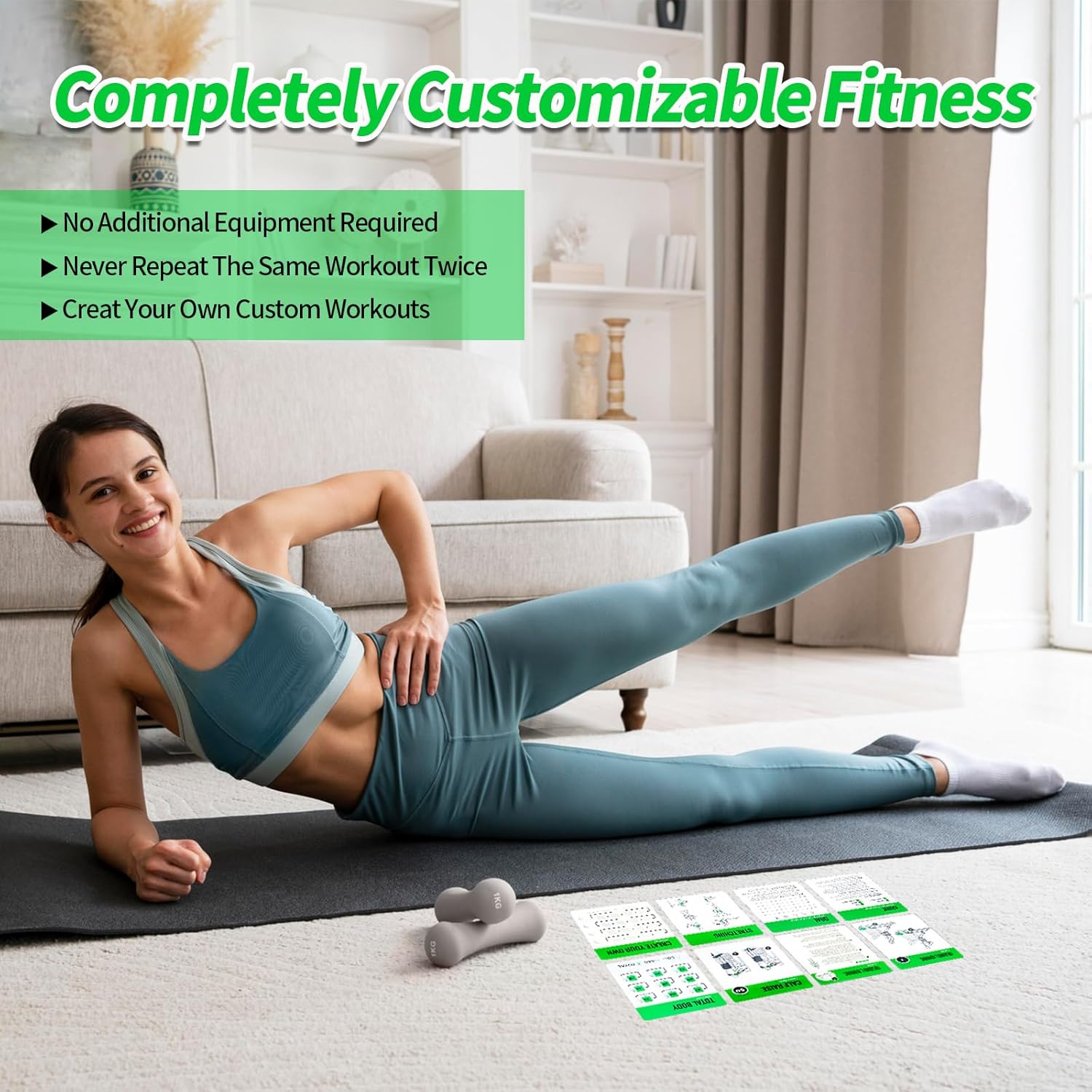 Gym Equipment Workout Cards, 62 Exercises Cards Deck Large Size 5" x 3.5" Fitness Cards for Women & Men, Beginner Fitness Guide to Training Exercises at Home or Gym - Image 6
