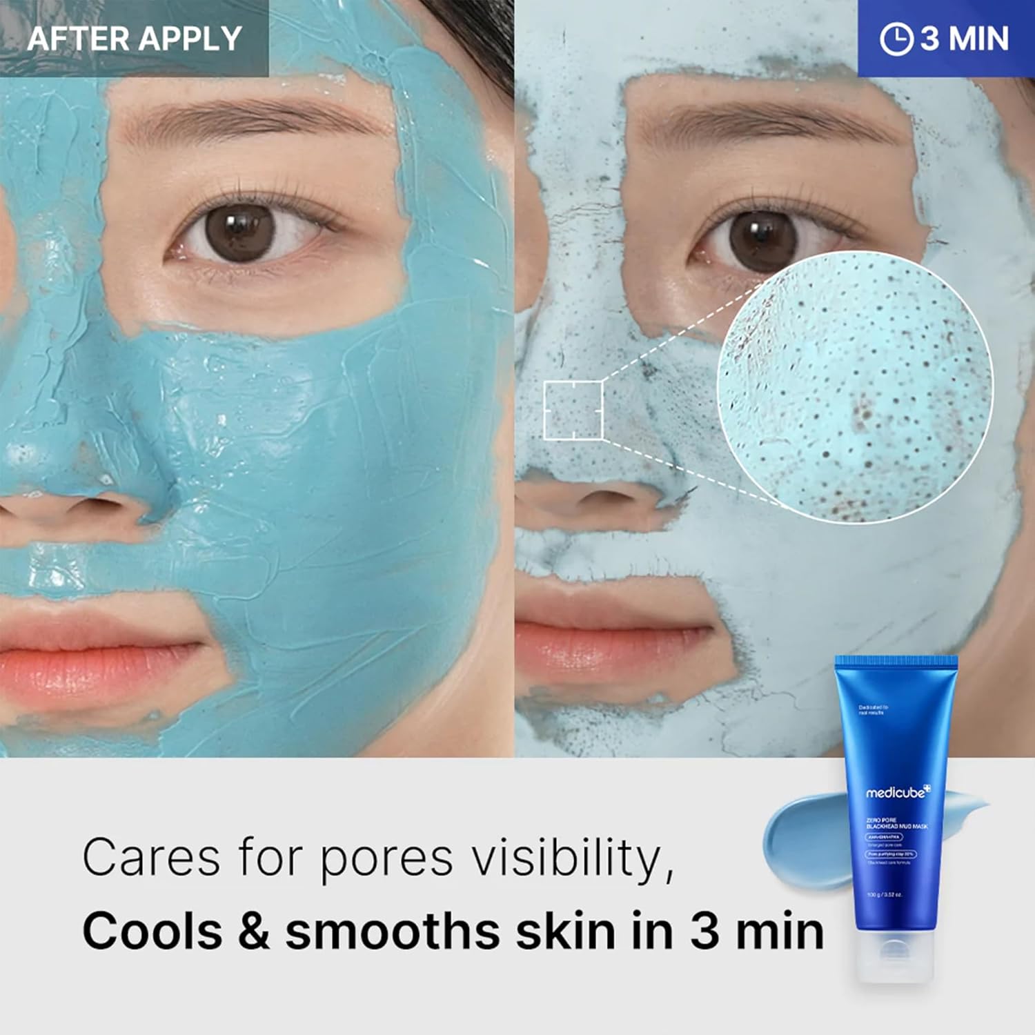 Medicube Zero Pore Blackhead Mud Facial Mask - Skin Cooling & Pore Tightening - 3 Minute Quick Dry Formula with AHA, BHA, PHA, and Pore-Purifying Clay - Korean Mud Mask 3.52 oz - Image 4
