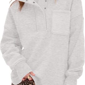 Locachy Womens Casual Oversized Sweatshirt Long Sleeve Button Henley Neck Pullover Tops Fashion Outfits Clothes