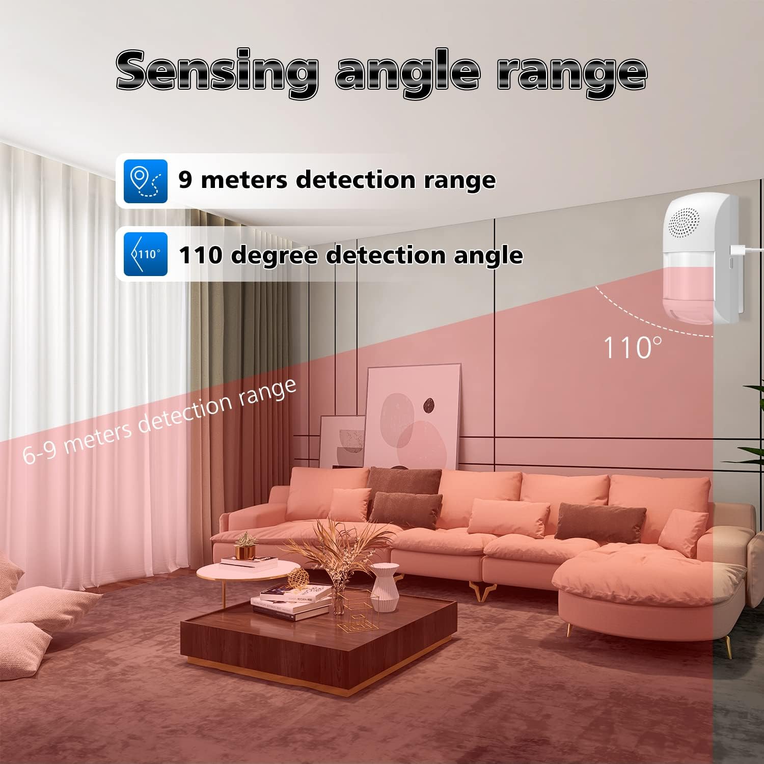 WiFi Motion Sensor Alarm: Smart PIR Motion Detector Alert with 110dB Siren & App Alerts, Tuya App for Remote Arm/Disarm, 4 Alarm Modes Home Security System Compatible with Alexa/Google Assistant - Image 7