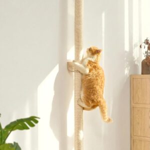 FUKUMARU Cat Wall Scratcher, 60″ Tall Wall Mounted Kitten Scratching Post, Sturdy Sisal Climbing Tree for Indoor Large Cats