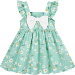 YALLET Toddler Baby Girl Dress Print Sleeveless Backless with Bow Floral Dresses for Play Party Birthday Casual 12M-5T