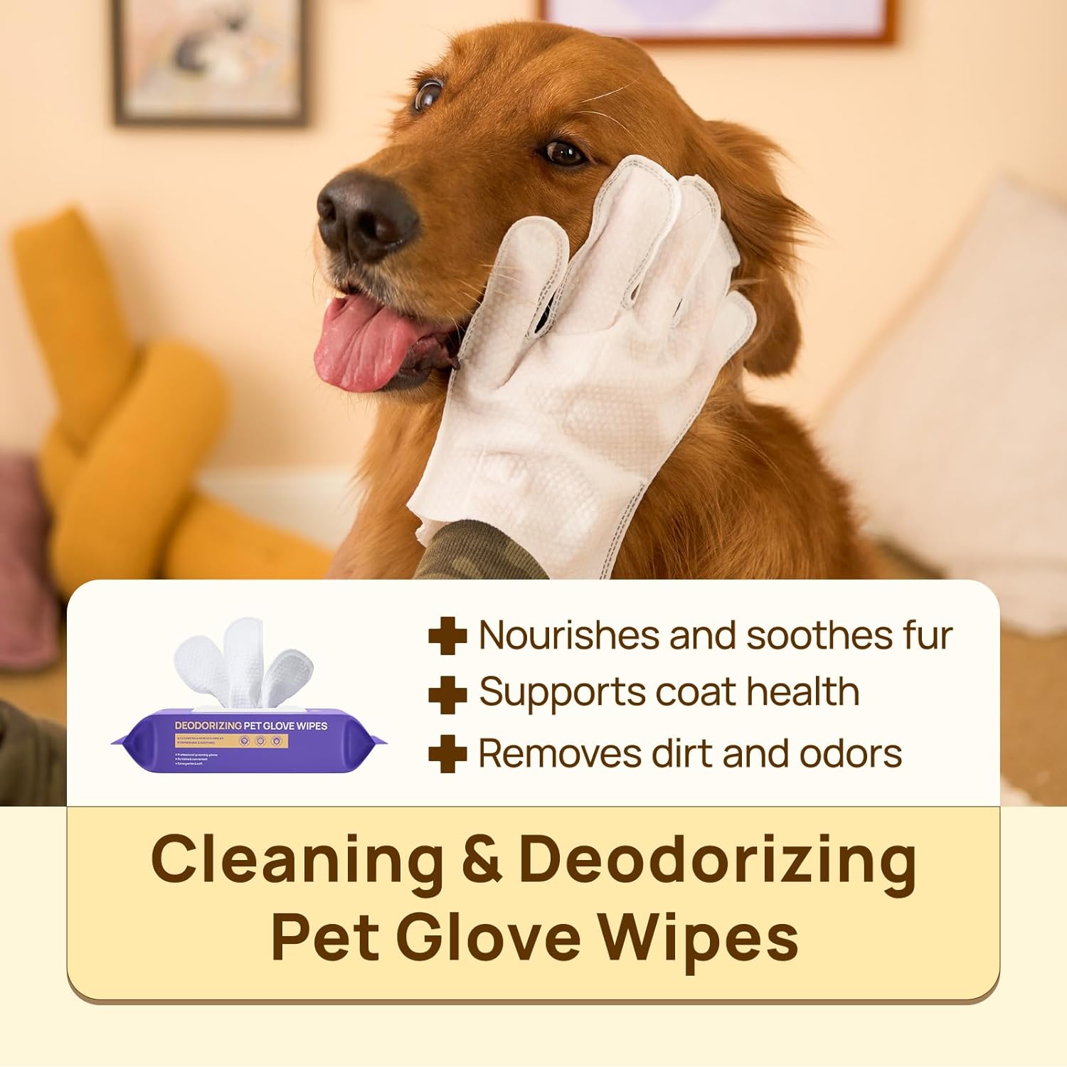 HICC PET Cleaning Deodorizing Glove Wipes for Dogs & Cats, Vet Recommended Hypoallergenic Hydrating & Nourish Fur Pet Grooming Glove Wipes, Pet Bathing Wipes for Horse Coat Care,20pcs Coconut Scent - Image 3