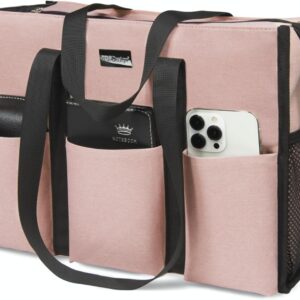 TOPDesign Utility Water Resistant Tote Bag with 13 Pockets, Top Zipper Closure & Thick Bottom Support, for Working Women