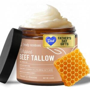 Body Restore Whipped Beef Tallow Balm – Fathers Day Gift for Dad from Daughter Son Wife, Grass Fed Face & Body Moisturizer, Birthday Gifts for Men, Self Care Spa Gifts – Unscented