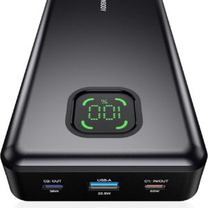 65W Power Bank, 25000mAh Travel Essential USB C Laptop Portable Charger, 100W Total Fast Charging Battery Pack for MacBook Dell XPS iPad Tablet Steam Deck iPhone 17-12 Series Samsung Switch and More