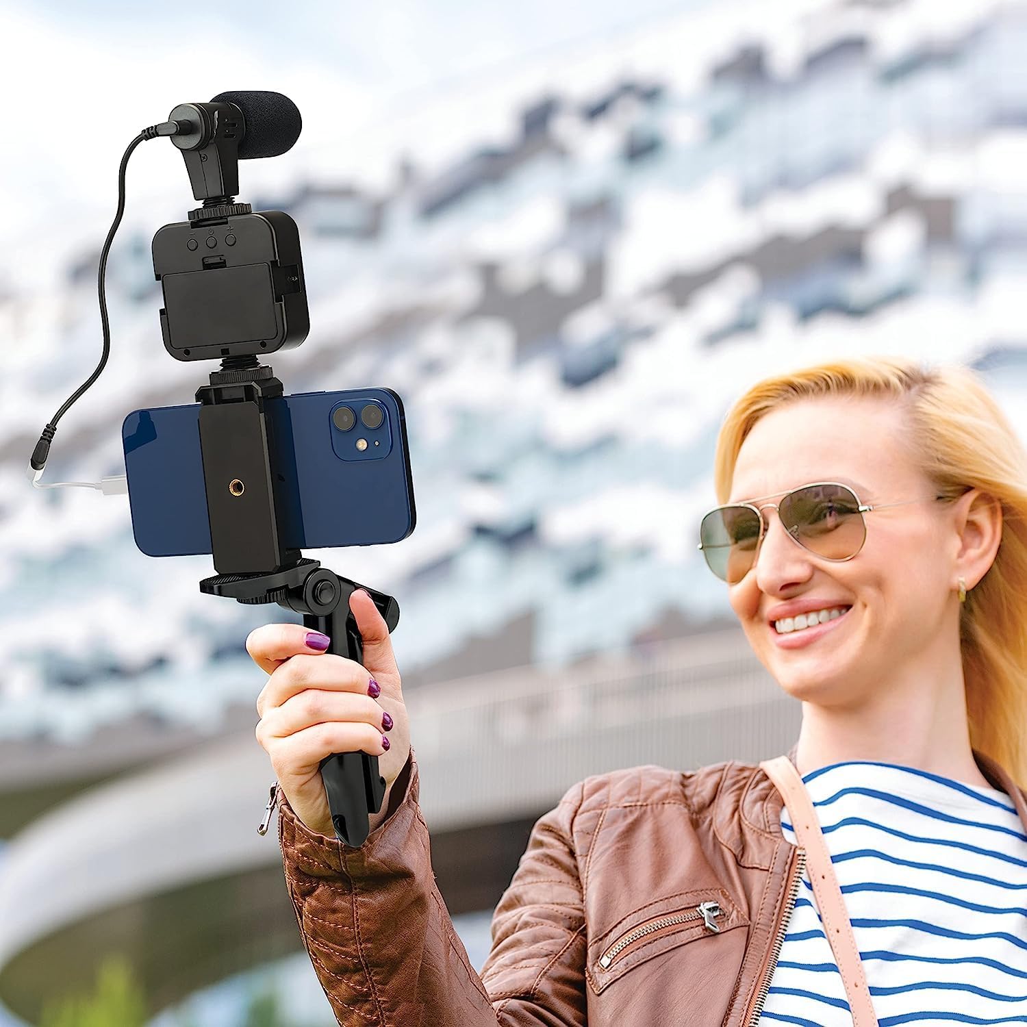 Phone Vlogging Kit with Microphone, LED Light & Tripod – Smartphone Video Recording Kit with Remote for YouTube, TikTok & Content Creators - Image 6