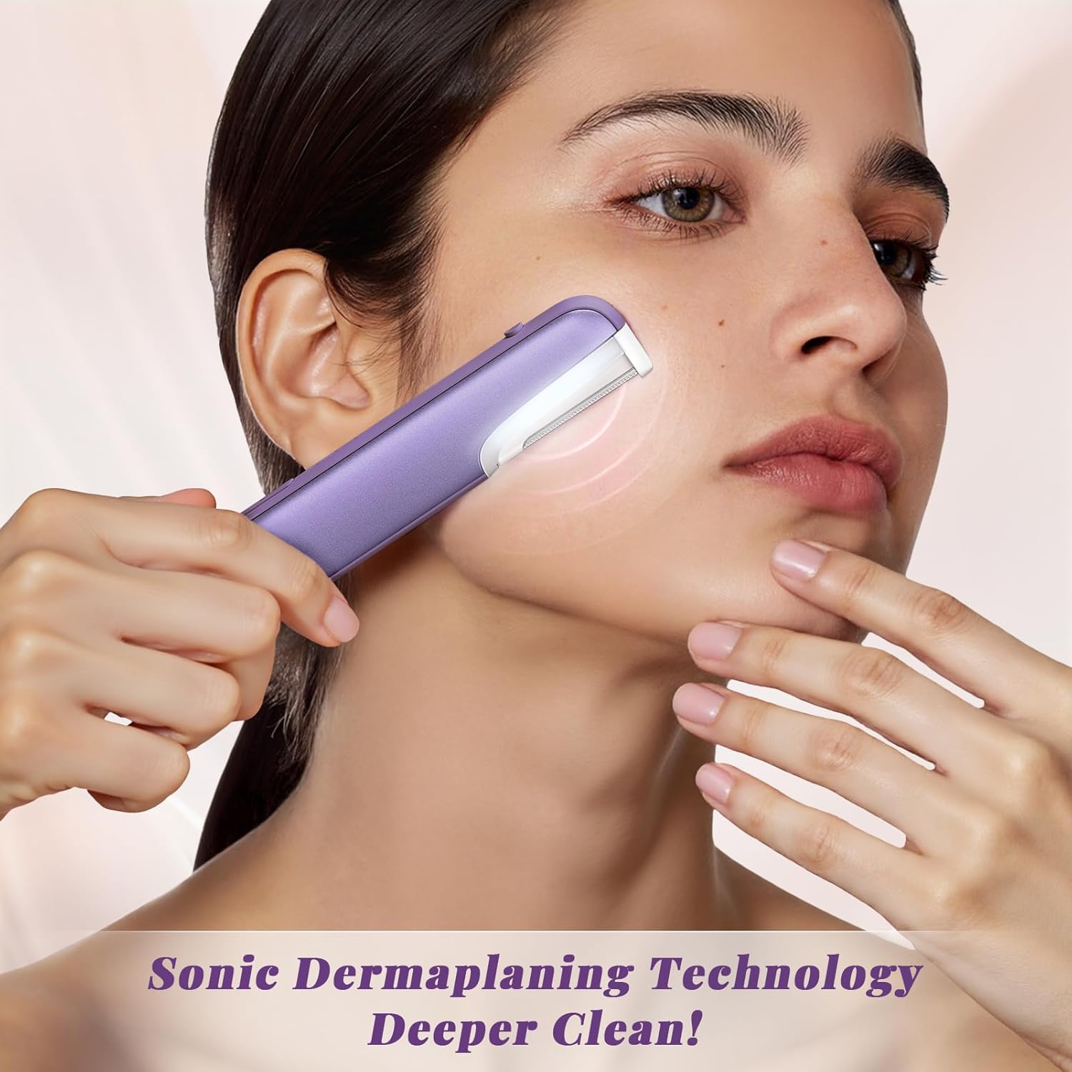 Dermaplaning Tool for Women - Facial Exfoliation & Peach Fuzz Hair Removal with Rechargeable Sonic Edge Technology, 10 Refill Blades - Image 3
