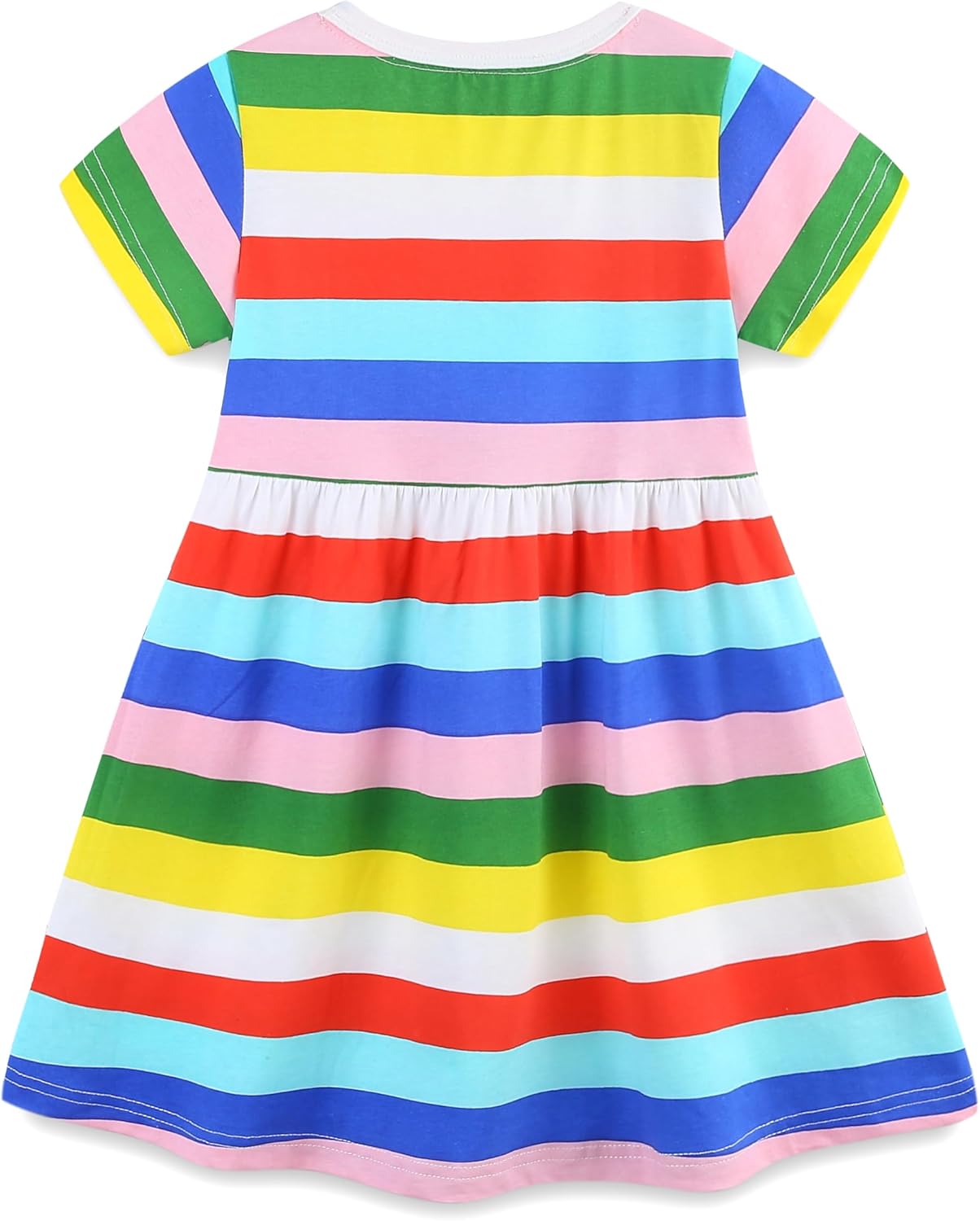 Toddler Girl Summer Dress Little Girls Cotton Short Sleeve Dresses Casual Midi Sundress for Kids 2-7 Years - Image 3