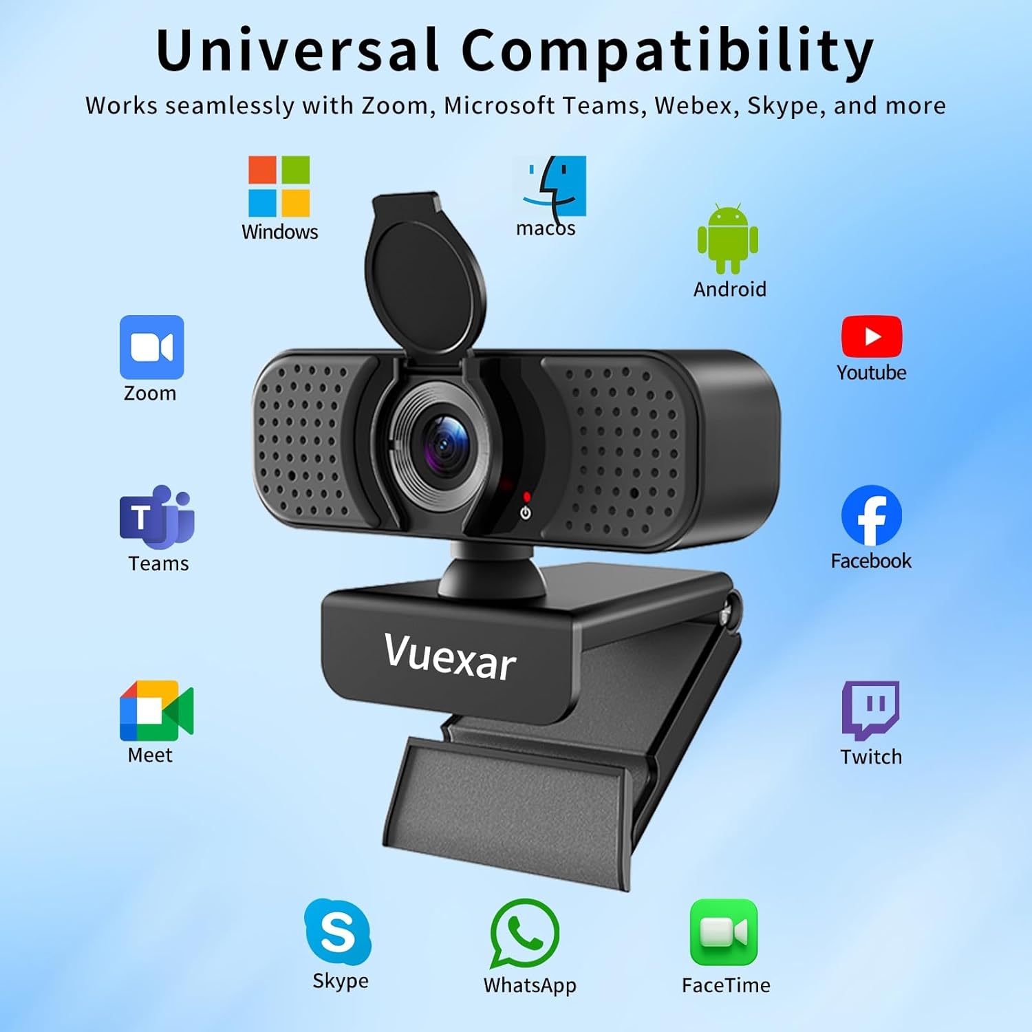 Full HD 1080P Webcam with Microphone, Noise-Canceling, Privacy Cover, Wide-Angle Lens, Auto Light Correction, Plug & Play USB Web Camera for Laptop, Desktop, PC, Mac, Zoom, Skype – Pro Series - Image 6