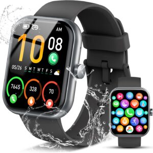 2026 Smart Watch for Men Women (Answer/Make Call), 1.96″ HD Fitness Tracker Running Watch, IP68 Waterproof,Pedometer, Sleep/Step/Activity/Heart Rate Monitor,110+ Sport Mode Smartwatch for iOS Android