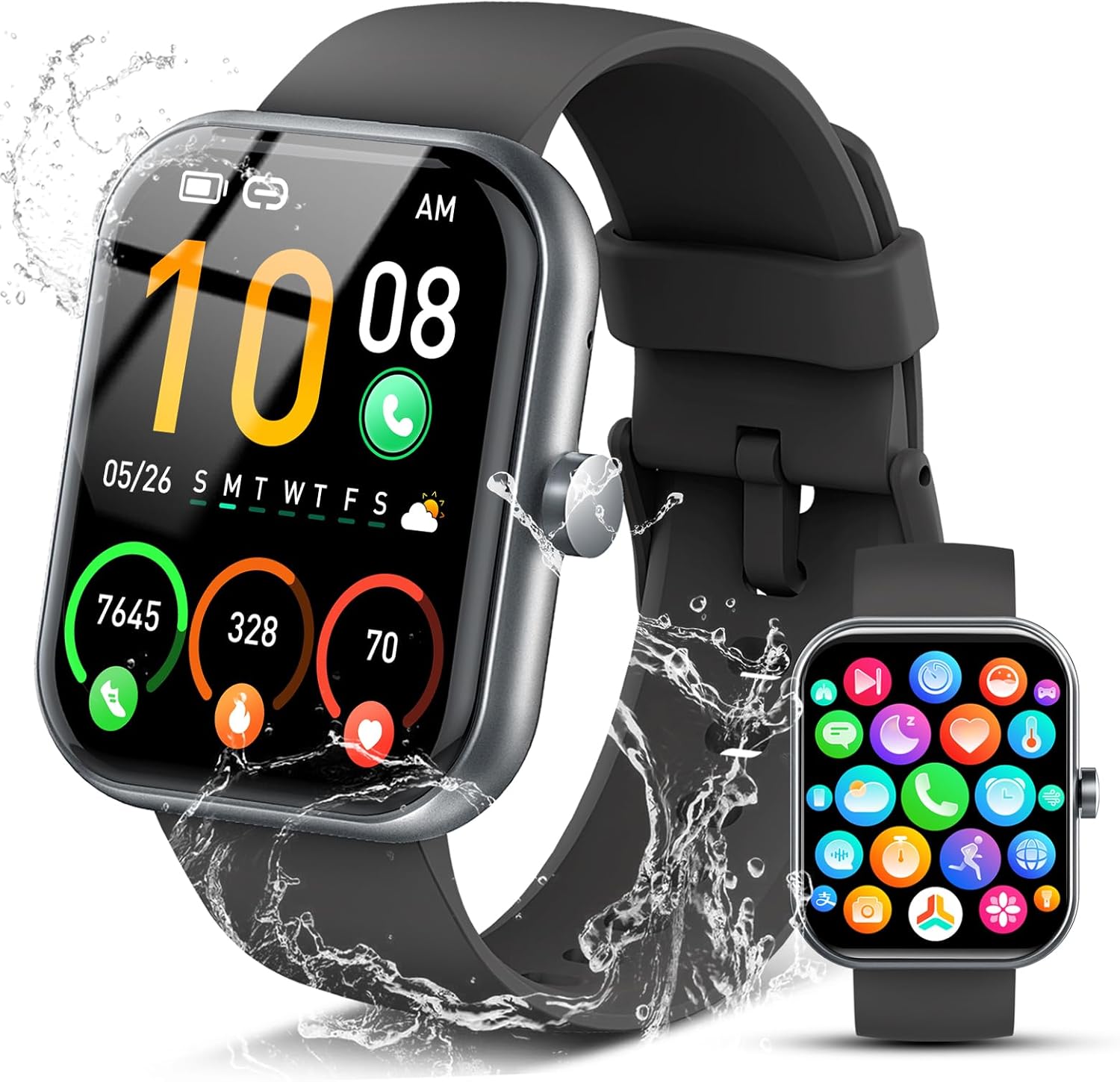 2026 Smart Watch for Men Women (Answer/Make Call), 1.96" HD Fitness Tracker Running Watch, IP68 Waterproof,Pedometer, Sleep/Step/Activity/Heart Rate Monitor,110+ Sport Mode Smartwatch for iOS Android