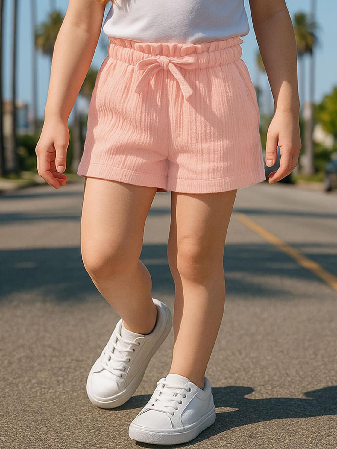 Yvowming 3 Pack 4-14Y Girls Shorts Pants Casual Cotton Shorts for Toddler Girls Kids Summer Clothes - Image 2