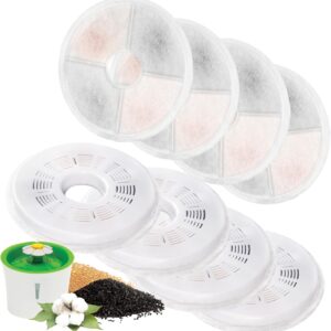 8 Pack Cat Water Fountain Replacement Filters Fit for 3L Flower Water Dispenser Automatic Pet Dog Cat Fountain Filter
