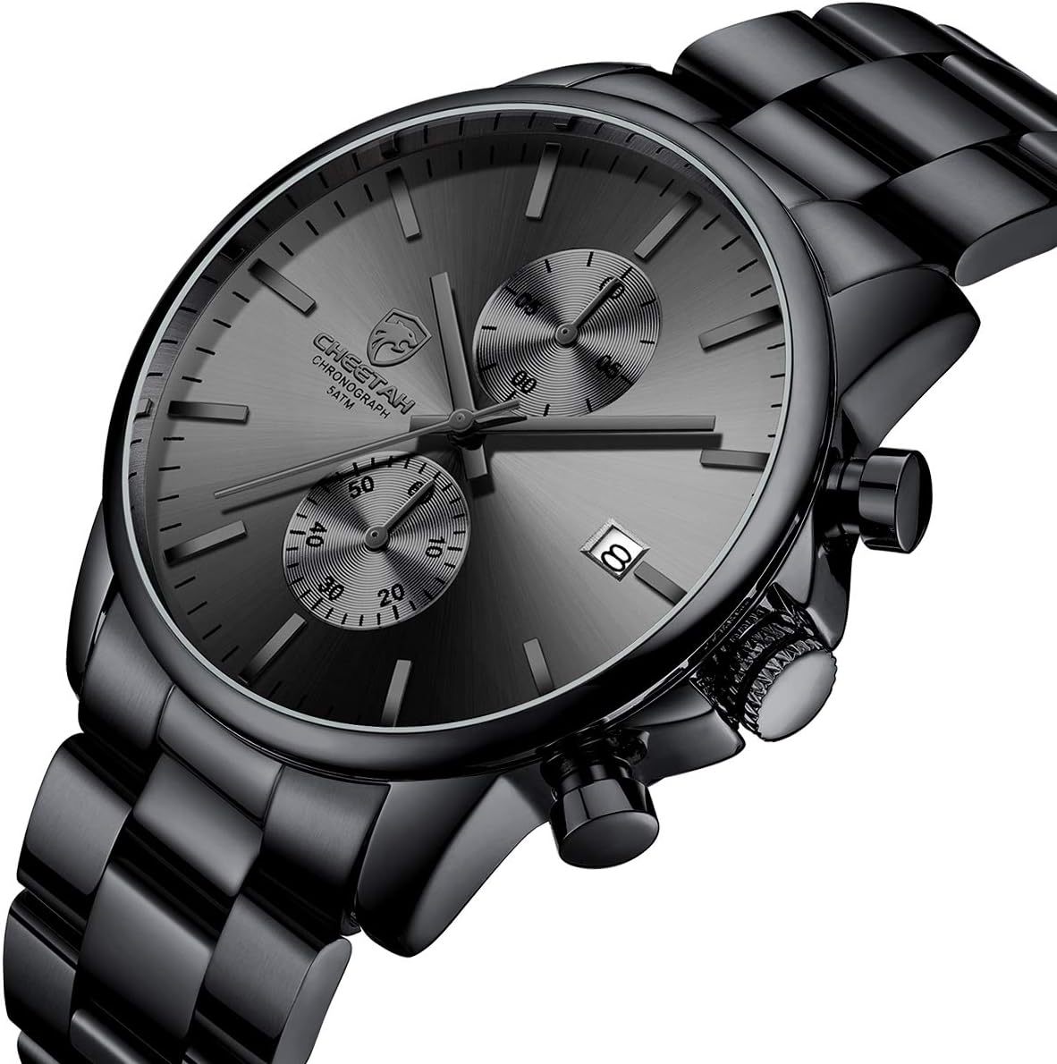 GOLDEN HOUR Fashion Business Mens Watches with Stainless Steel Waterproof Chronograph Quartz Watch for Men, Auto Date - Image 2