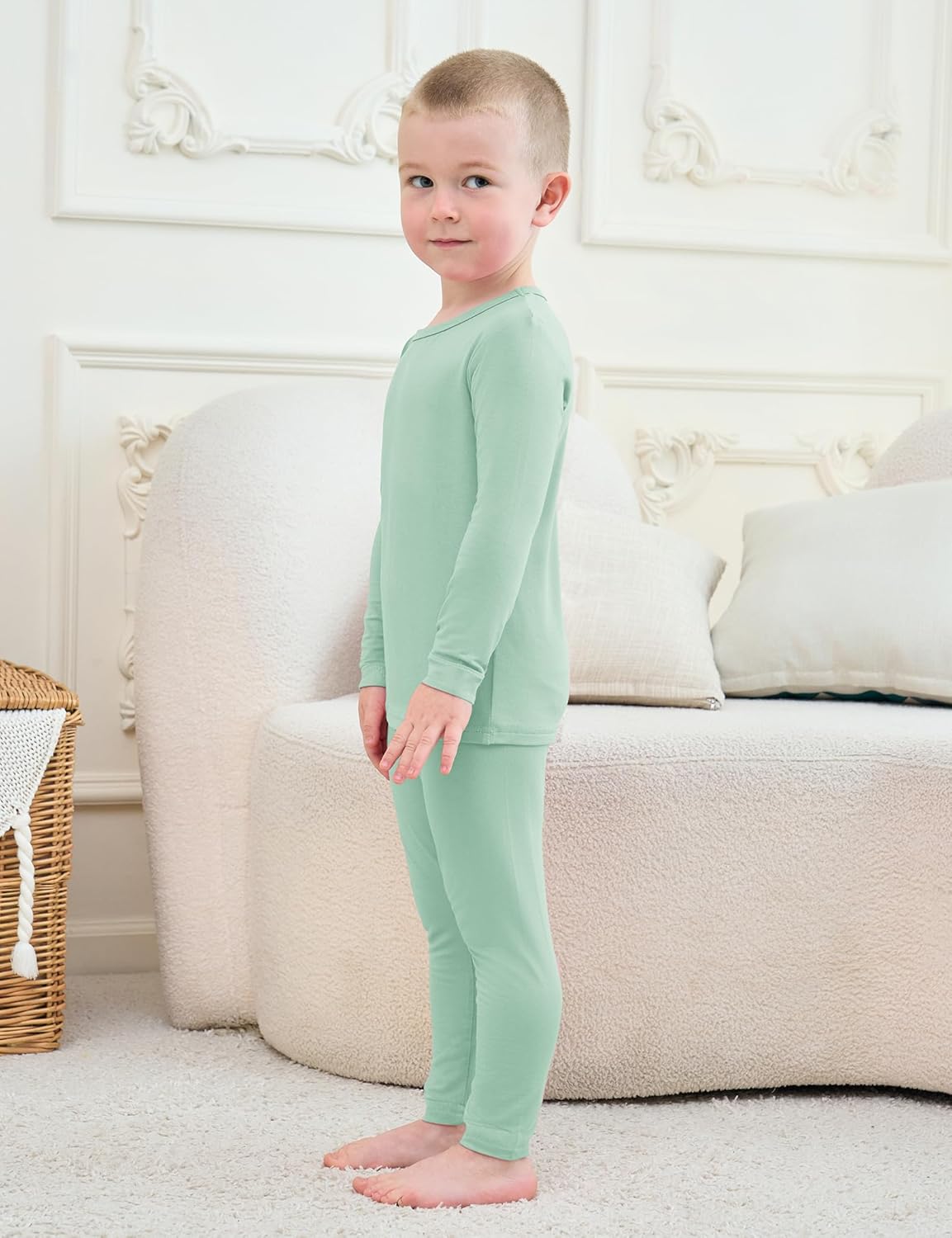 Jimonda Baby Boys Girls Pajama Sets Toddler Long Sleeve Sleepwear Sets Rayon from Bamboo Pajamas Sets 4pcs PJs 18M-8Y - Image 2