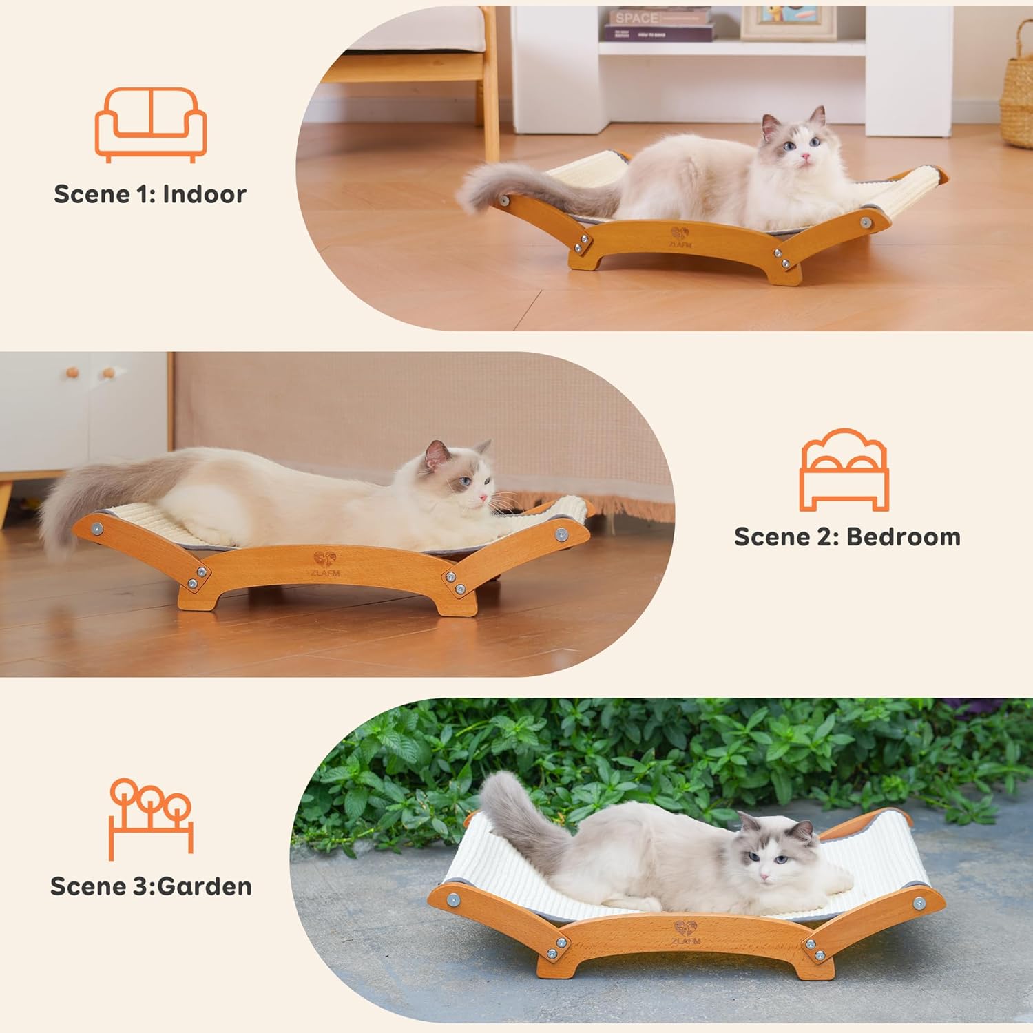 Extra-Larger Sisal Cat Scratcher Bed, Durable Cat Scratching Post with Hammock for Indoor Cats Lounger & Sleep & Scratch, Natural Sisal Cat Scratch Pad, Sturdy Solid Wood Frame (Upgraded Extra-Larger) - Image 7