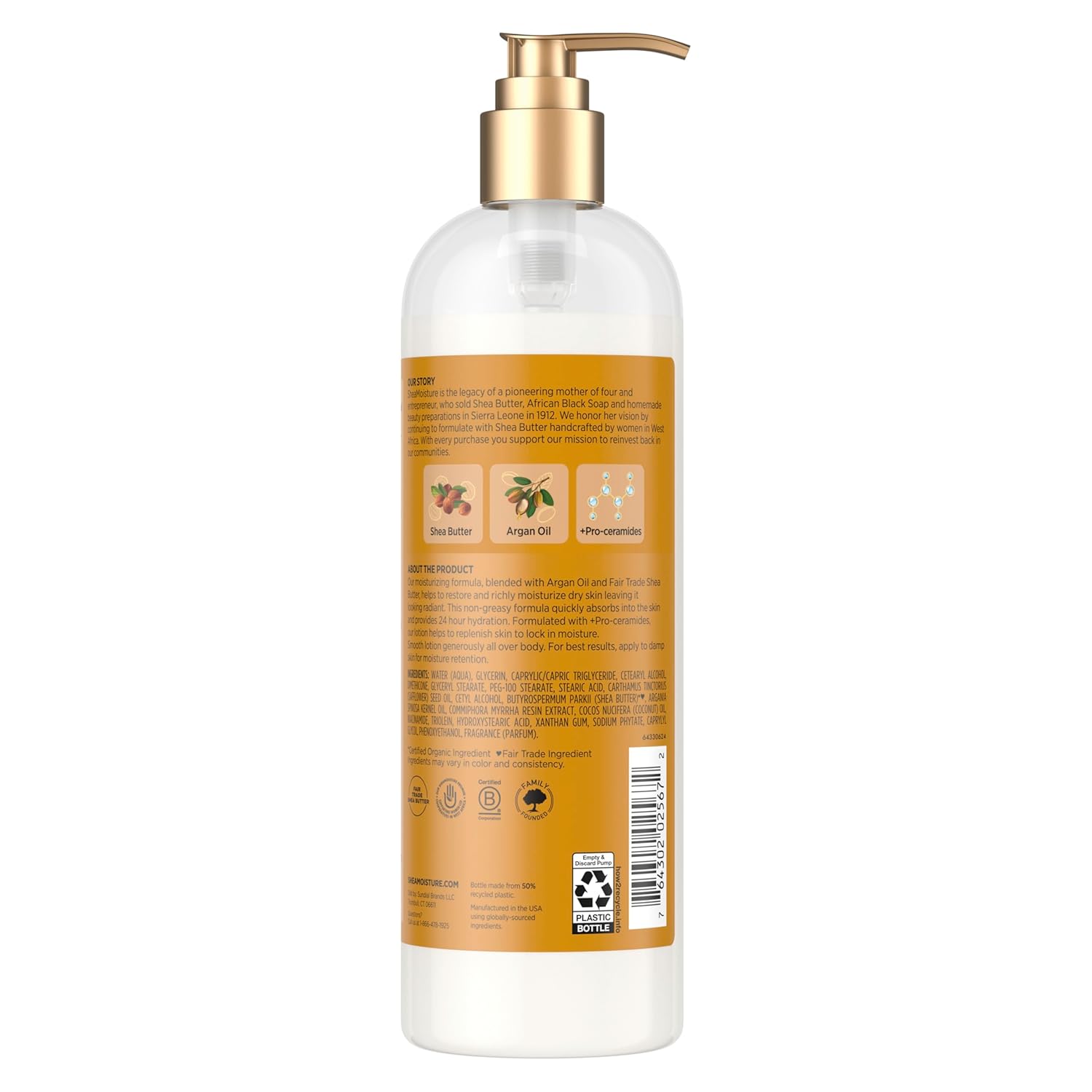SheaMoisture Moisturizing Body Lotion with Raw Shea Butter, Argan Oil and Pro-Ceramides, Restoring Dry Skin, 24H Moisturizing 16 oz - Image 2