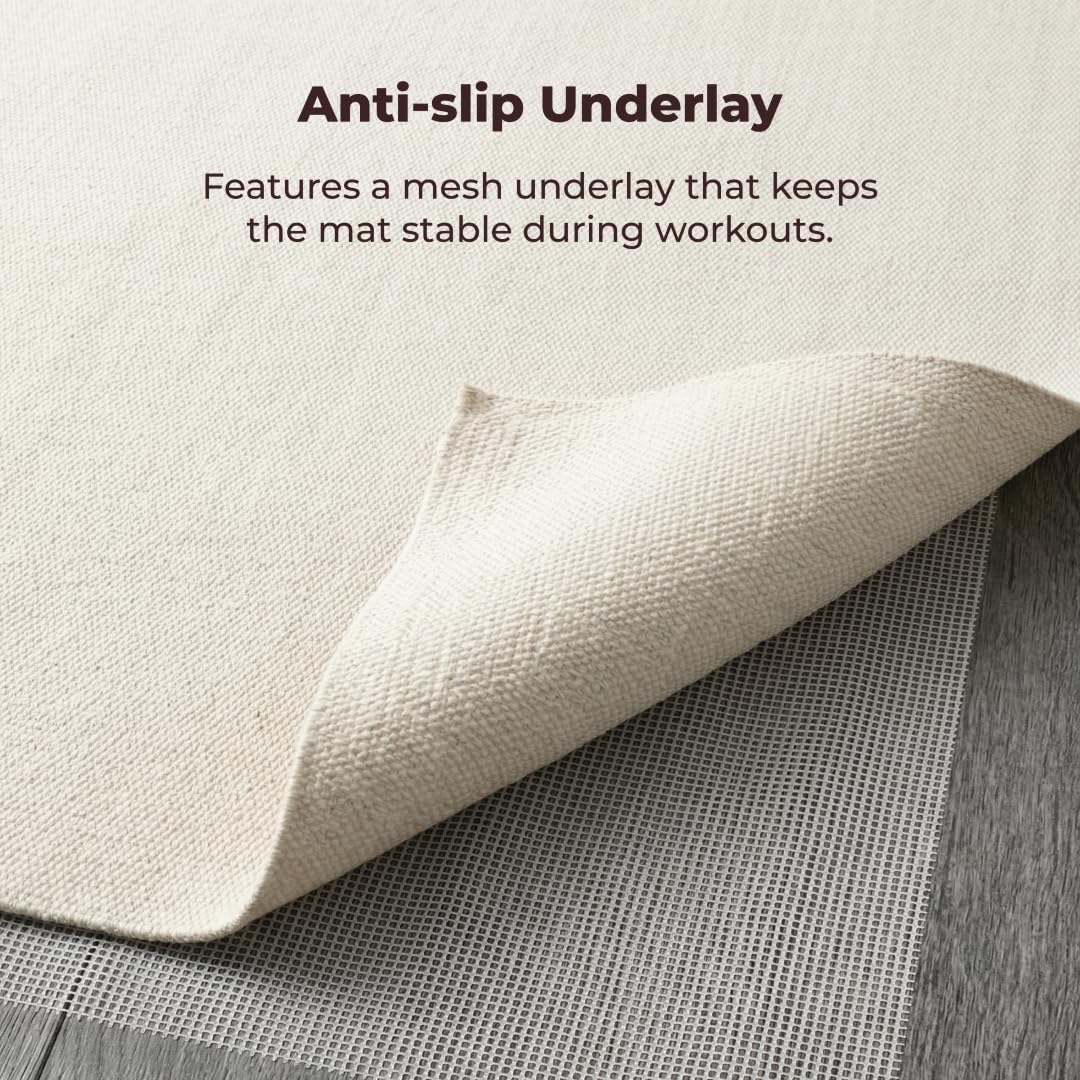 Live Well 360 Handmade Organic Cotton Yoga Mat - Non-Toxic, Chemical-free and All Natural Cloth Yoga Mat - Exercise, Workout, & Fitness Rug - Woven Material - Absorbent & Washable - 78" x 27" - Image 4