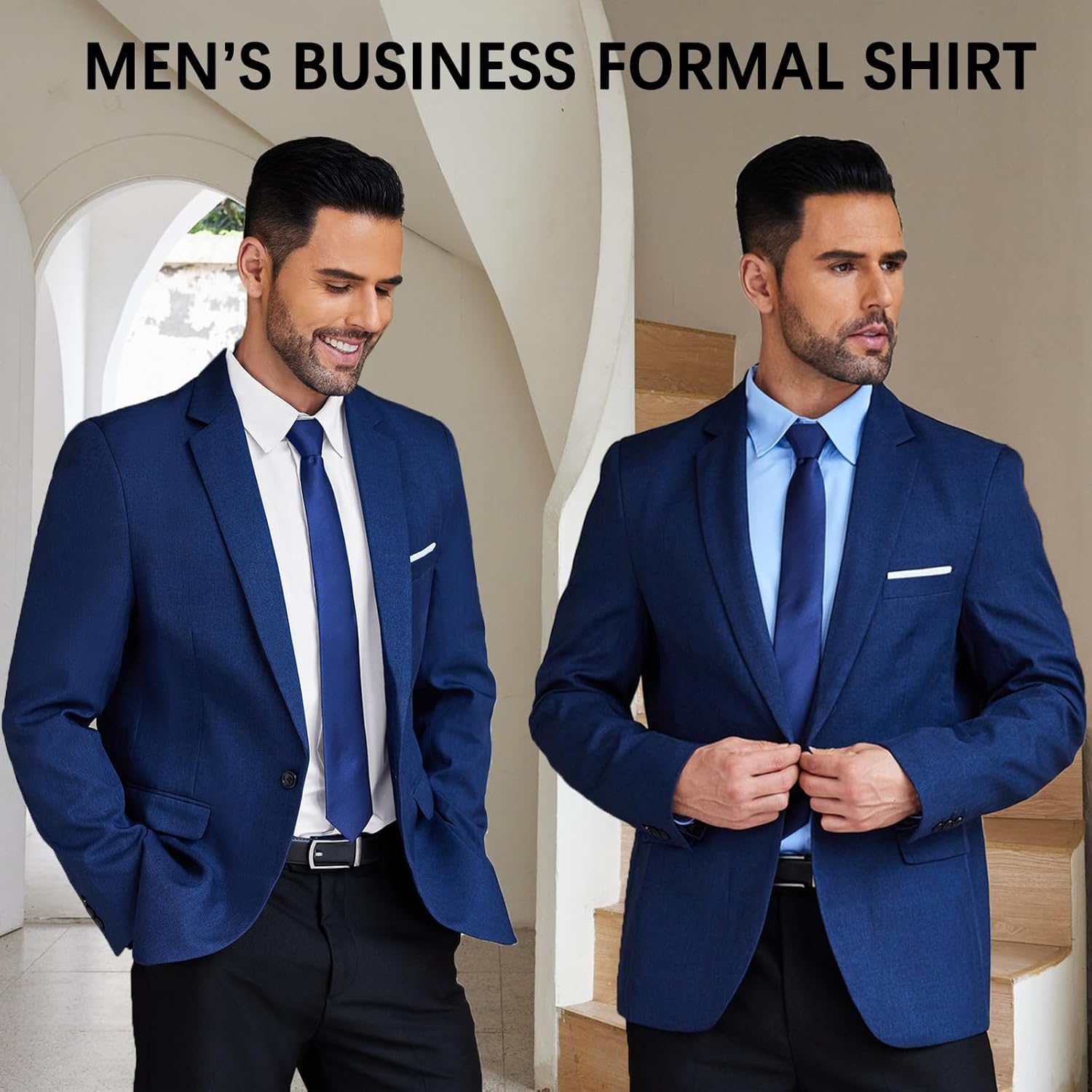 COOFANDY Men's Formal Dress Shirt Hidden Button Front Wrinkle Free Shirt Regular Fit Stretch Business Casual Shirts - Image 3