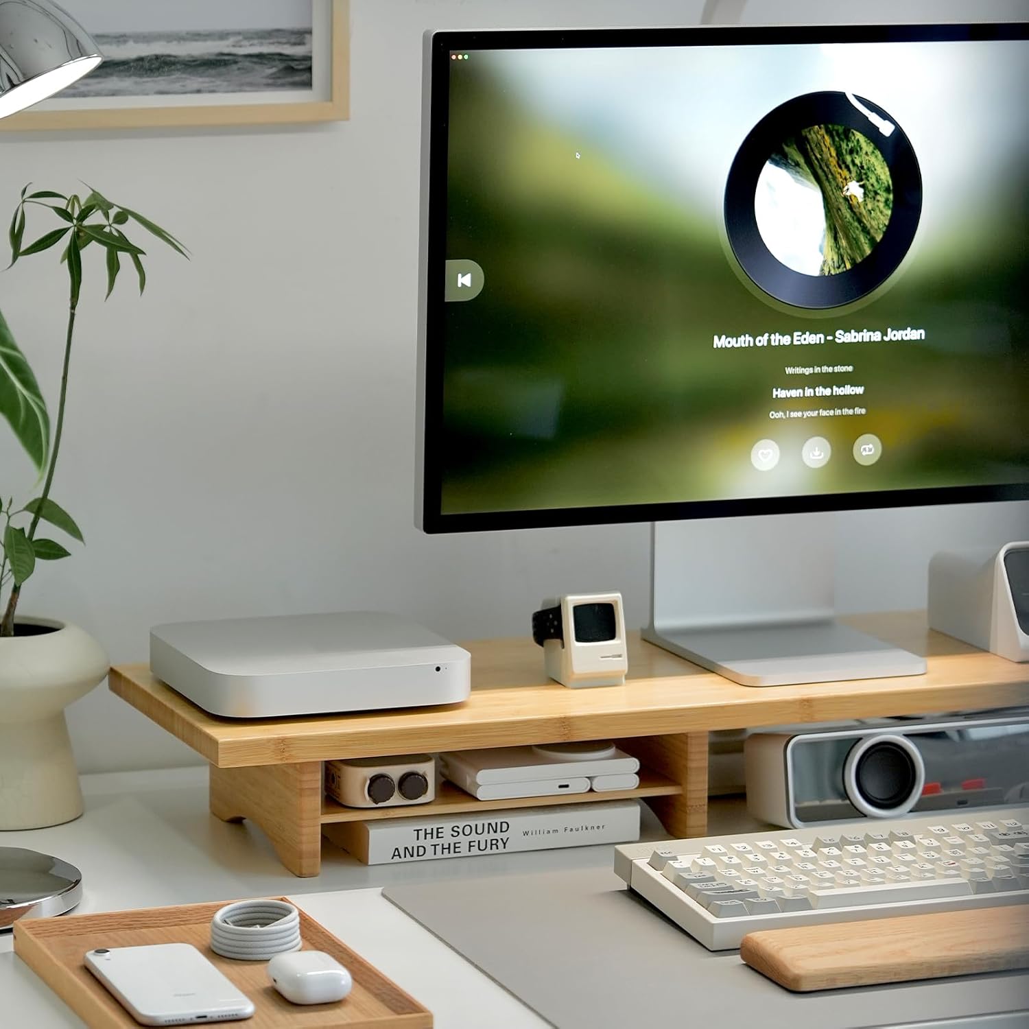 Bamboo Dual Monitor Stand Riser Natural, 2-Tier Desk Monitor Riser for 2 Monitors, Supports for PC Computer Monitor, Printer, Heavy TV Riser up to 300 lbs - Image 7