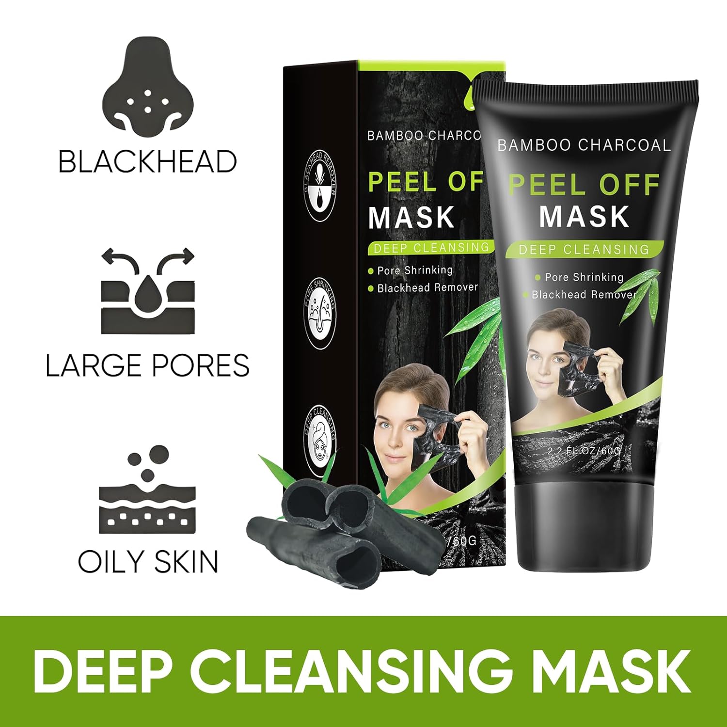 IREV Blackhead Remover Mask, Bamboo Charcoal Peel Off Mask, Charcoal Face Mask for Deep Cleansing, Blackheads, Acne, Dirts, Pores And Skin Oil, Suitable for All Skin Types - Image 8