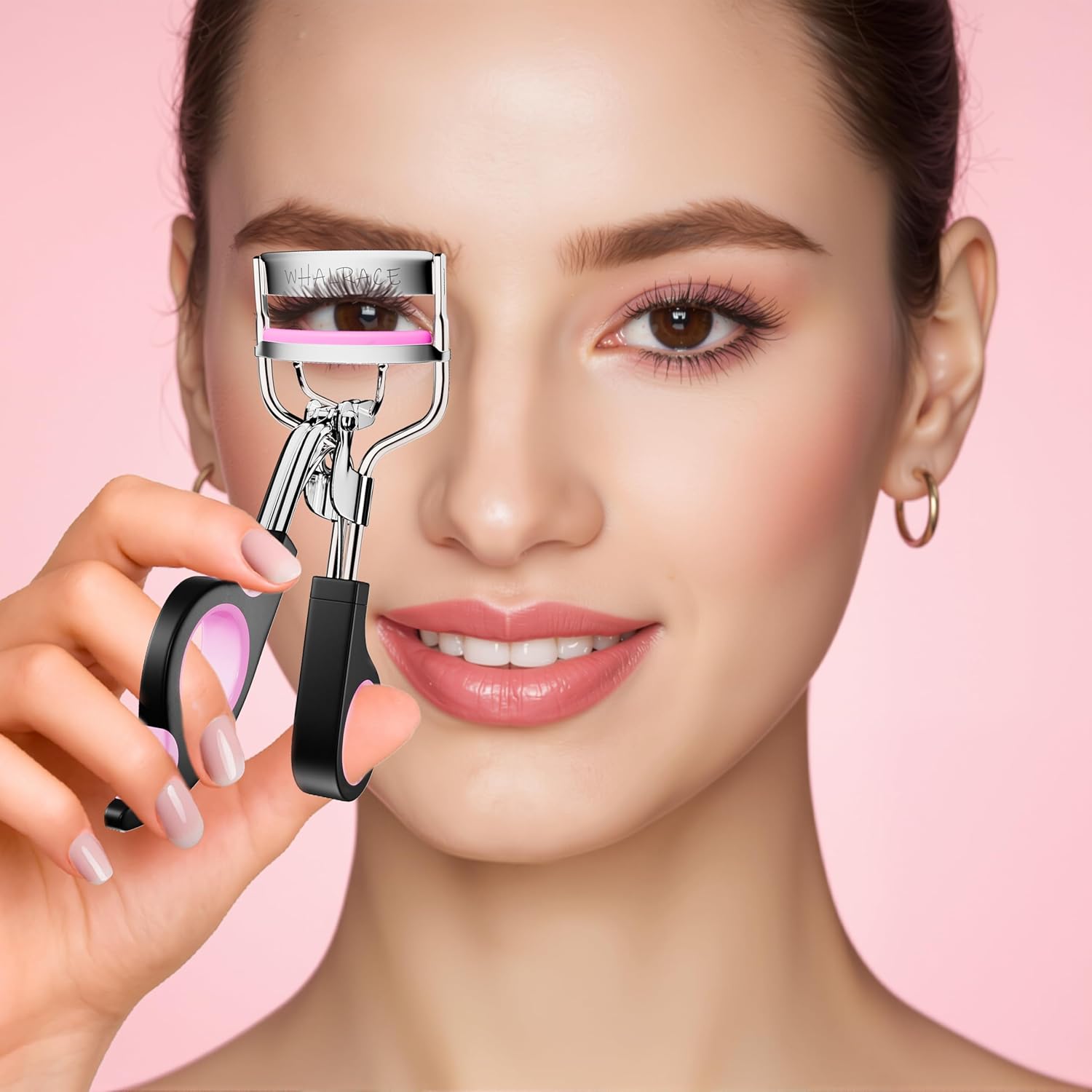 Eye Lash Curler with 6PCS Extra Replacement Strips, Whalrace Superior Curling Effect Eyelash Curlers, Easy & Comfortable to Grip and Use-Gpink - Image 3