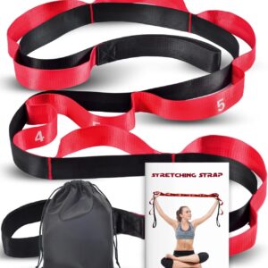 Acozycoo Stretching Strap with Loops for Physical Therapy,Yoga Strap for Stretching,Home Workout,Pilate & Flexibility Training,Non-Elastic Exercise Stretch Band for Hamstring,Leg Stretcher Belt,Flexibility Fascia