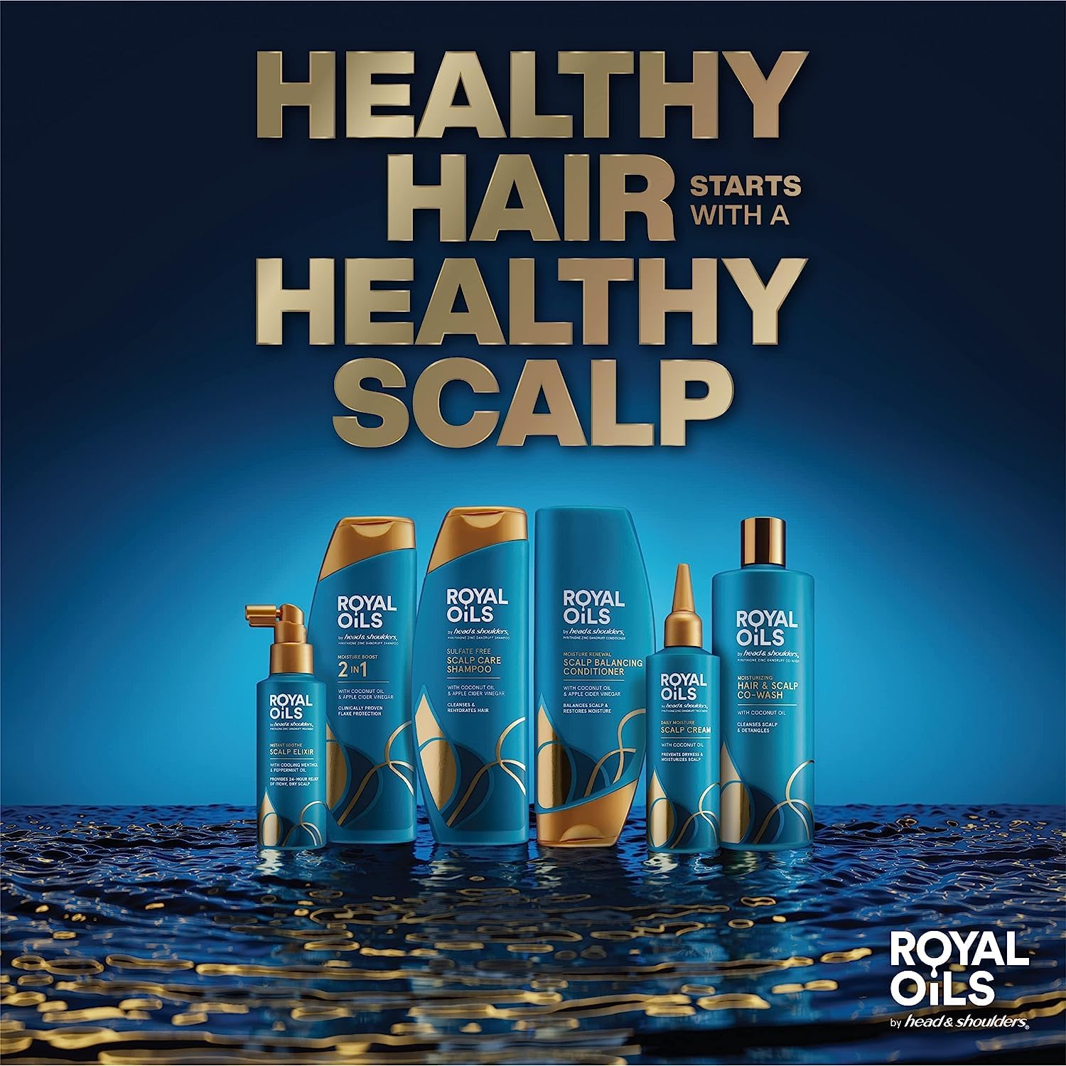 Head & Shoulders Royal Oils Shampoo and Conditioner Set, 1% Pyrithione Zinc, Scalp Care & Hydration, Moisture Renewal Conditioner + Anti-Dandruff Shampoo, 12.8 fl oz Each - Image 4