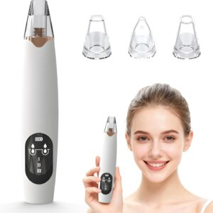 Blackhead Remover Pore Vacuum, 65Kpa Facial Pore Cleaner Extractor Tool with Smart LED Display, Odorless Silicone Probes, 3 Suction Levels for Nose Deep Cleansing