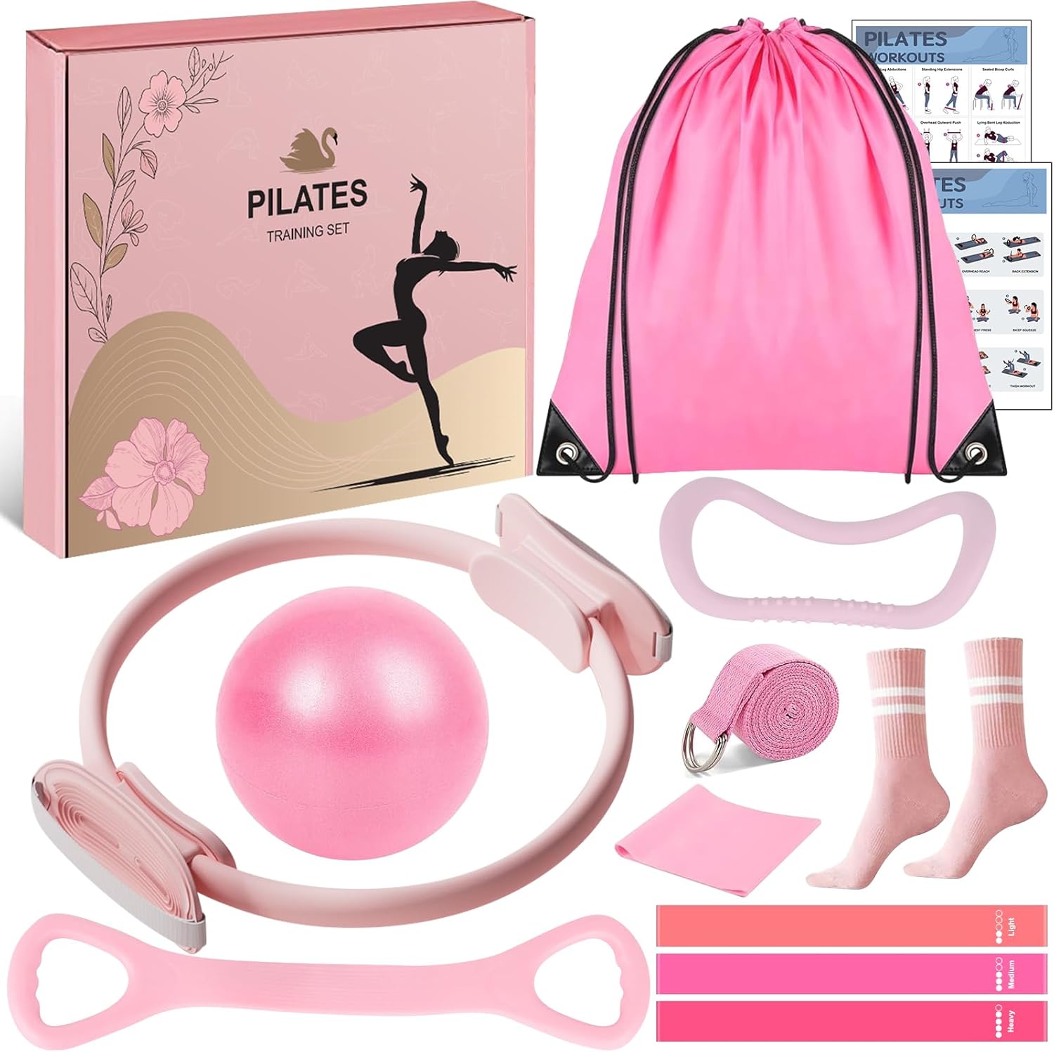 Pilates Equipment Set for Women, Pilates Ring and Ball Set with 15" Magic Circle & Resistance Bands, Perfect Mother's Day Gift for Home Workout, Ideal for Beginners and Yogis - Image 9