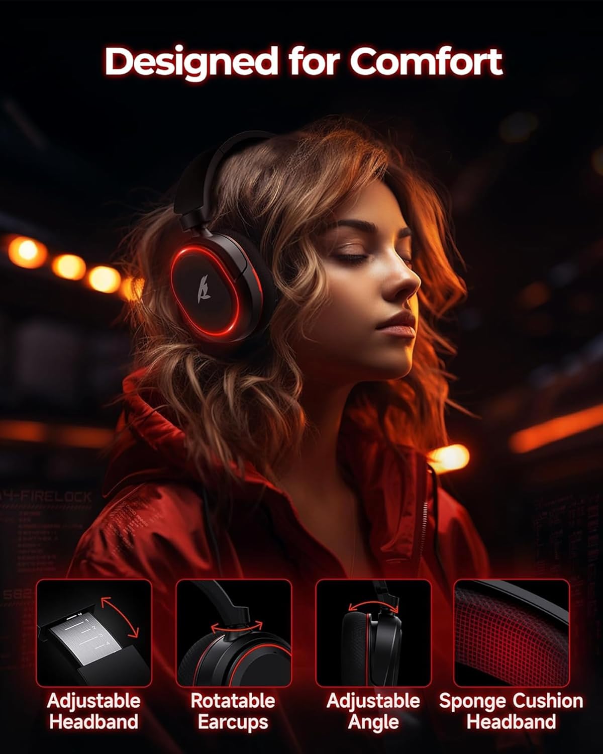 Wireless Gaming Headset, 7.1 Surround Sound, 2.4Ghz USB Gaming Headphones Bluetooth 5.4, 100-Hr Noise Canceling Mic RGB Light, Wireless Headset for PC PS5 PS4 Mac Switch, ONLY Wired Mode Suit for Xbox - Image 6