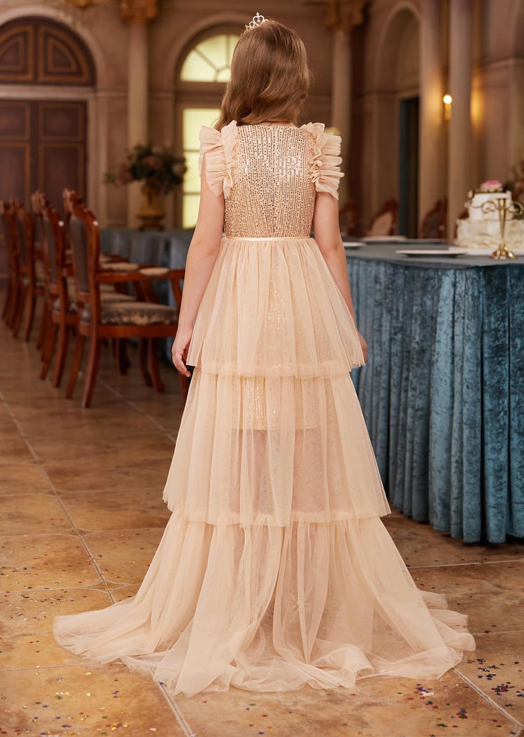 GRACE KARIN Girls Dresses Sequin Party Formal Pageant Dress Tween Girl Birthday Tulle Prom Princess Maxi Dress Size 5-14 - Image 5