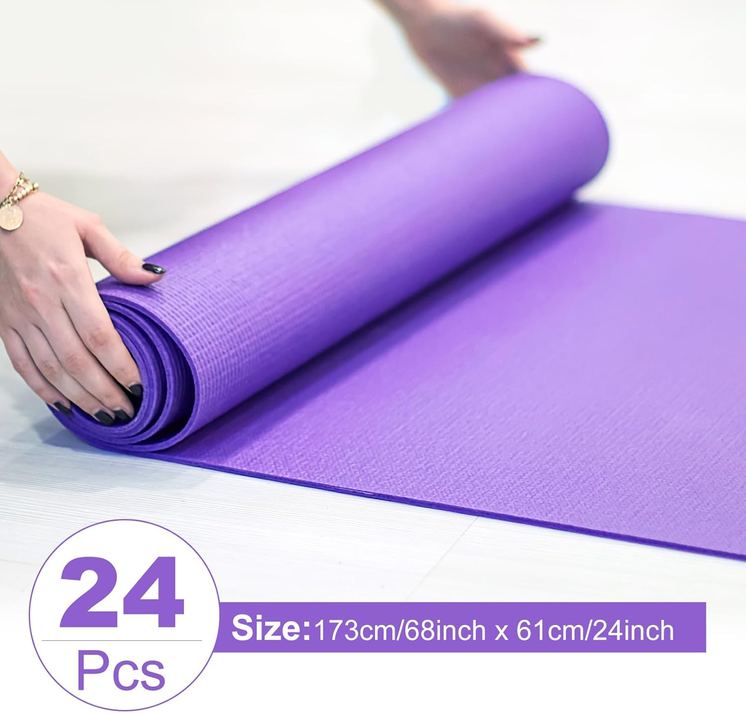 3 mm Thick Yoga Mat Bulk, Non Slip Exercise Workout Fitness Pad for Women Men, Gym Home Yoga Pilates, Easy to Clean, Sturdy PVC - Image 2