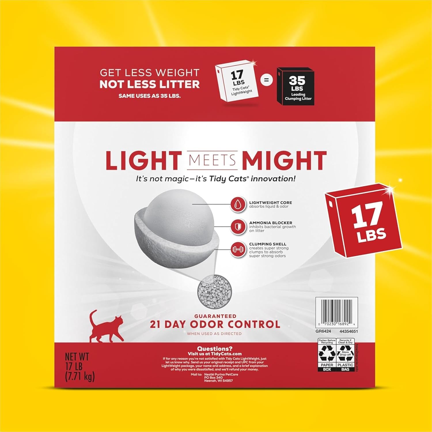 Purina Tidy Cats LightWeight 24/7 Performance Odor control, Multi-Cat, Clumping, 99.9 Percent Dust Free Cat Litter - 17 lb. Box - Image 7