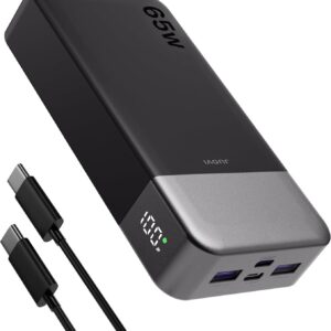 JUOVI Power Bank 65W 20000mAh Laptop Portable Charger, PD QC Fast Charging with 4 USB Ports, External Battery Pack for MacBook iPad Tablet iPhone Samsung Steam Deck and More