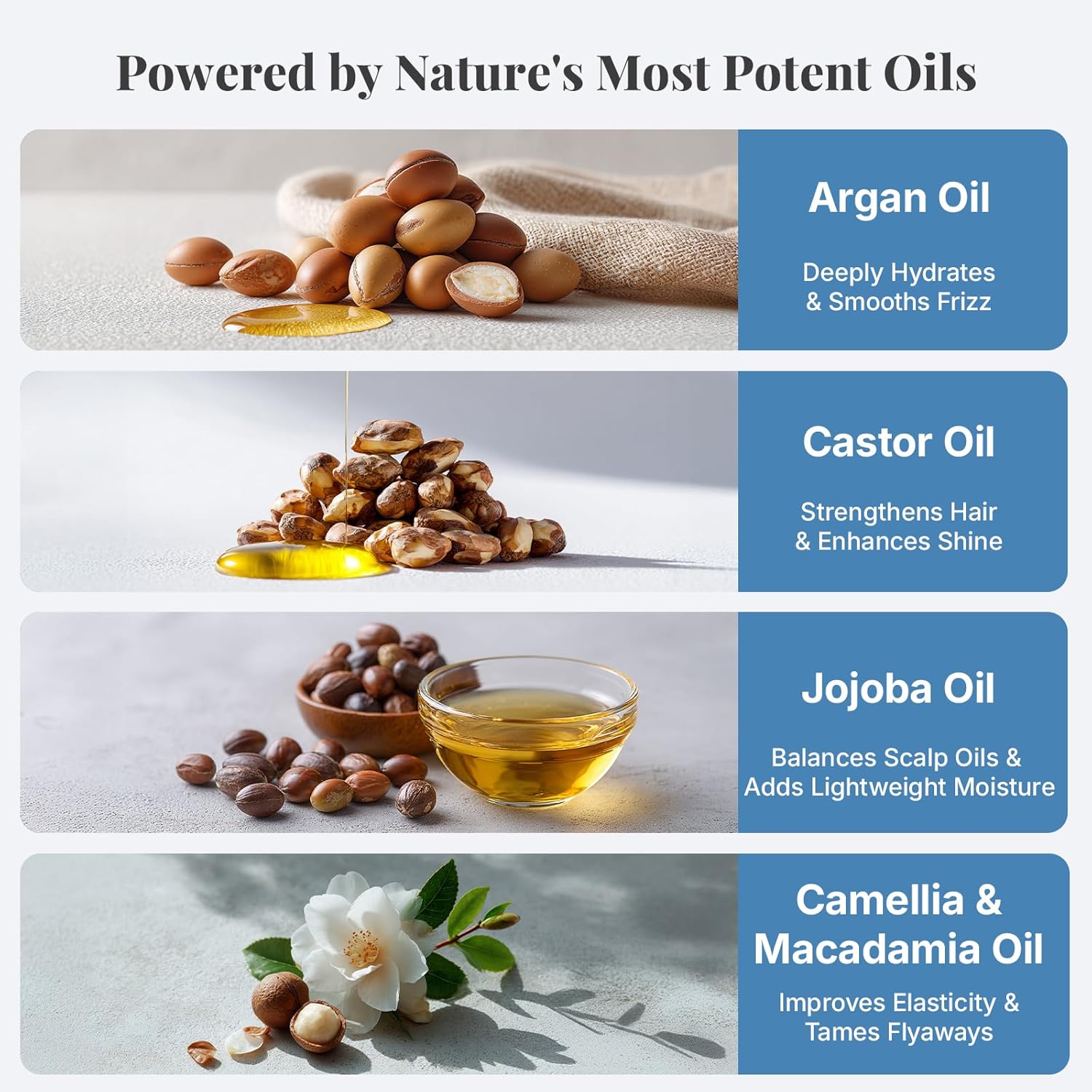 USDA Organic Hair Oil for Frizzy Hair with Argan Jojoba & Castor | Frizz Control Hair Treatment for Curly Hair | Hair Serum & Moisturizer for Dry, Damaged Hair | Cold Pressed Hair Products for Women - Image 4