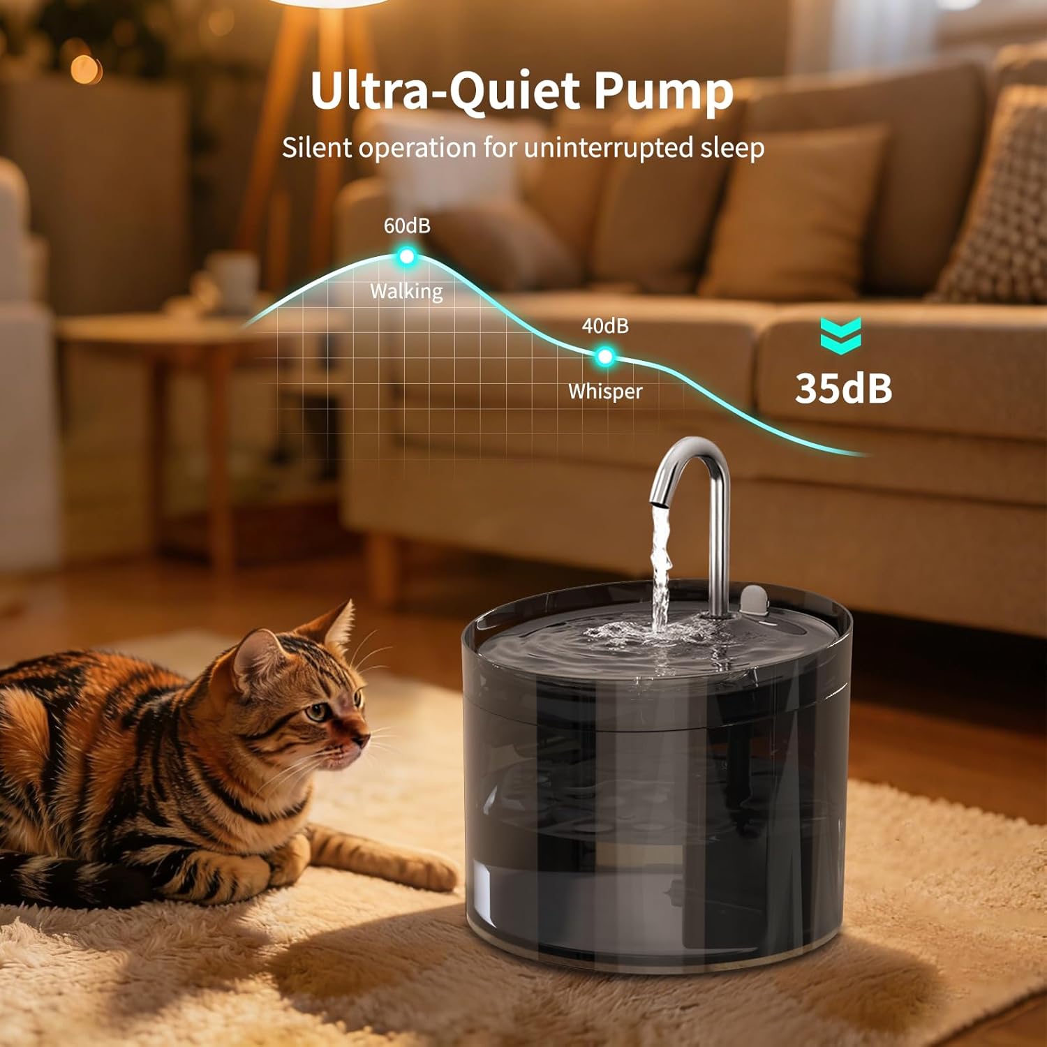 Automatic Cat Feeder and Waterer Set, 4L App Control Smart Cat Feeder with 2MP Camera, WiFi, Anti-Clog for Mix Food, 2.2L Filtered Pet Water Fountain with LED Light, Stainless Steel Bowl, Dual Power - Image 8
