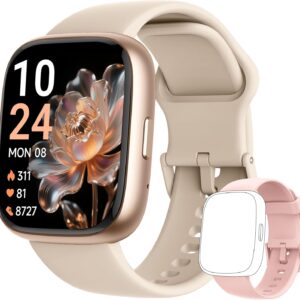 Smart Watch 2026 Upgrade for Women Men Android & iPhone [2 Bands, 44mm case, 1.83”], Alexa Built-in, Make/Answer Call, HR SpO2 Sleep Stress Monitor Fitness Tracker, IP68 Waterproof Step Counter Watch