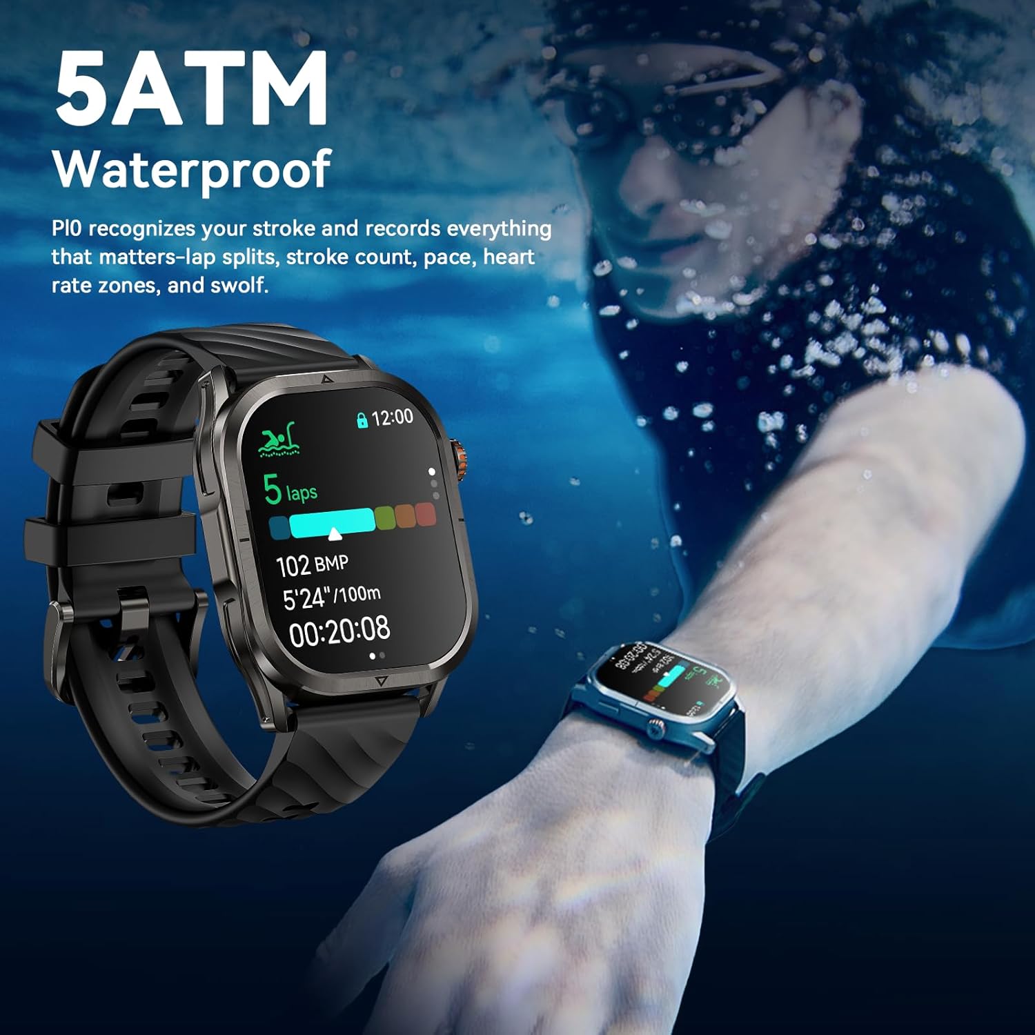 KOSPET Magic P10 Smart Watch with GPS & Compass, Stainless Steel Body, 50-Day Battery, 1.96" AMOLED, 5ATM Waterproof, Compatible for Android & iOS - Image 5