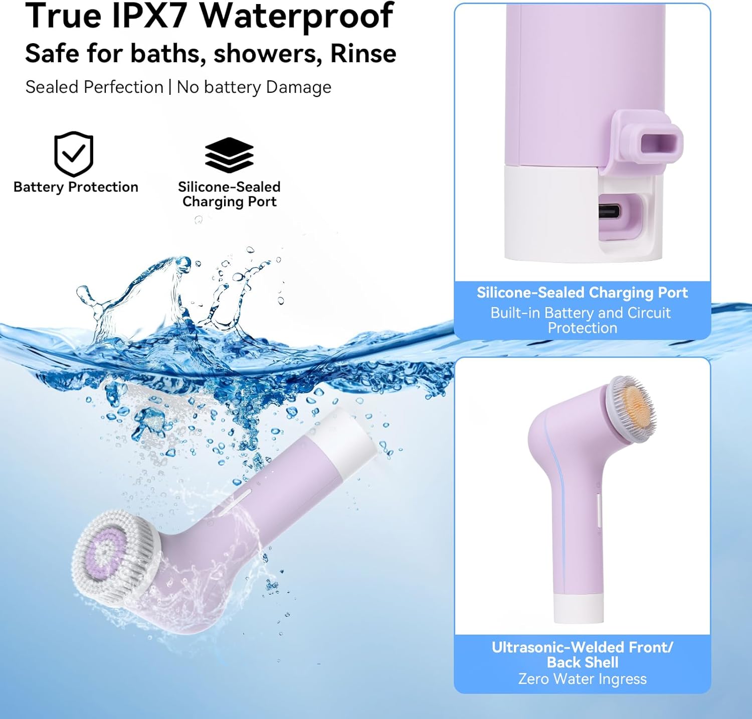 Electric Facial Cleansing Brush,Rechargeable Silicone Face Scrubber exfoliator,Face Wash Machine,3 Speeds,Waterproof, Exfoliating & Massage,for Women & Men Skincare - Image 7
