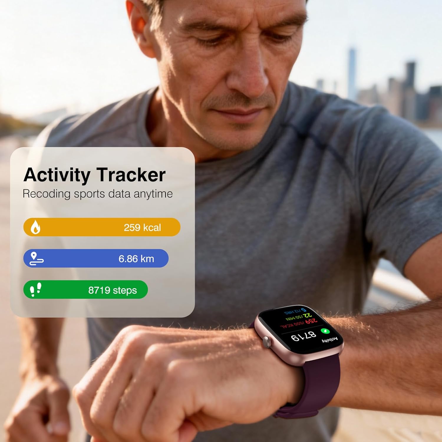 DAVIKO Smart Watch Senior Friendly Large Font No App/Phone Required Fitness Tracker, Waterproof Pedometer Watch with Step Counter Calories/Sleep Tracker for Walking Running for Men Women - Image 4