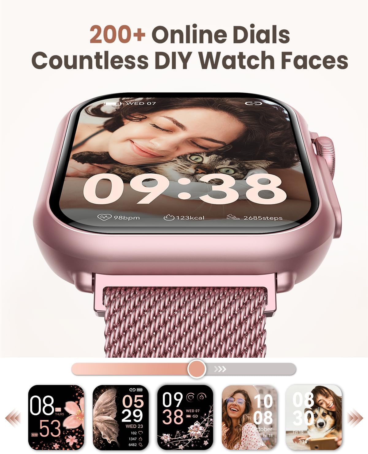 Smart Watches for Women (Android/iPhone), 1.83" HD Smart Watch with Calls/Messages/Notifications, Sleep/Heart Rate/SpO2/Blood Pressure Monitor, 110+ Sports Modes Fitness Tracker Watch, 1000mAh Battery - Image 7